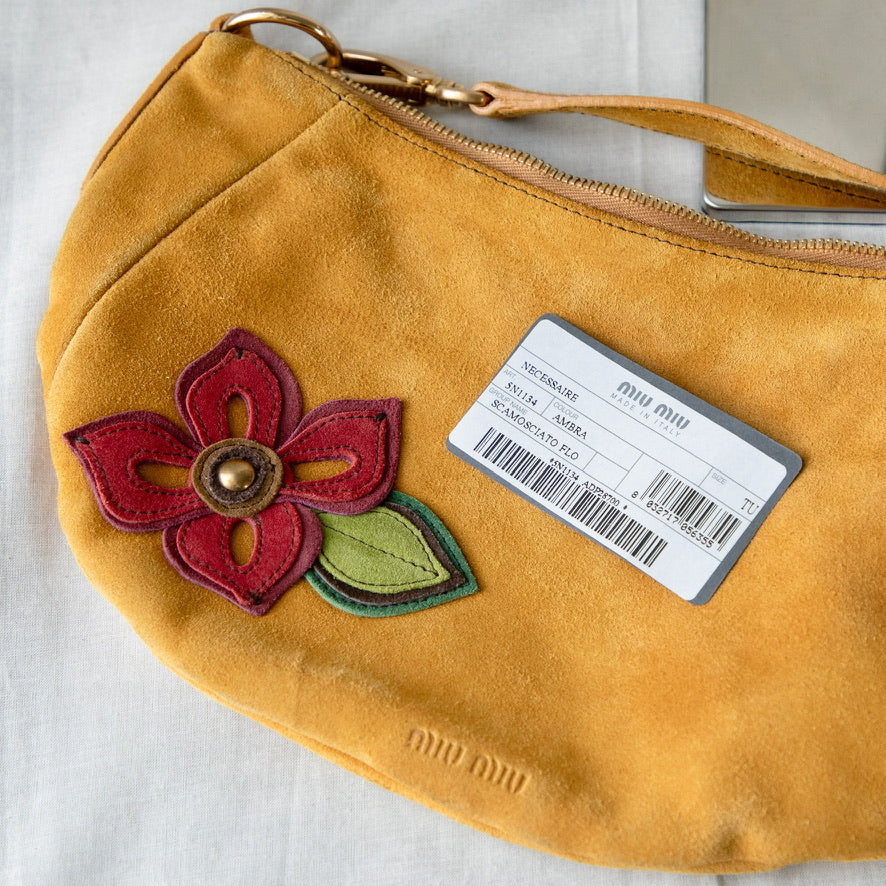 Miu Miu Yellow Suede Shoulder Bag Icarus Vintage