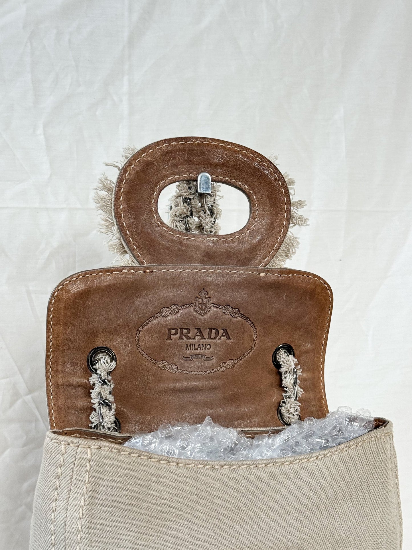 Prada Cream Denim Crossbody Icarus Vintage