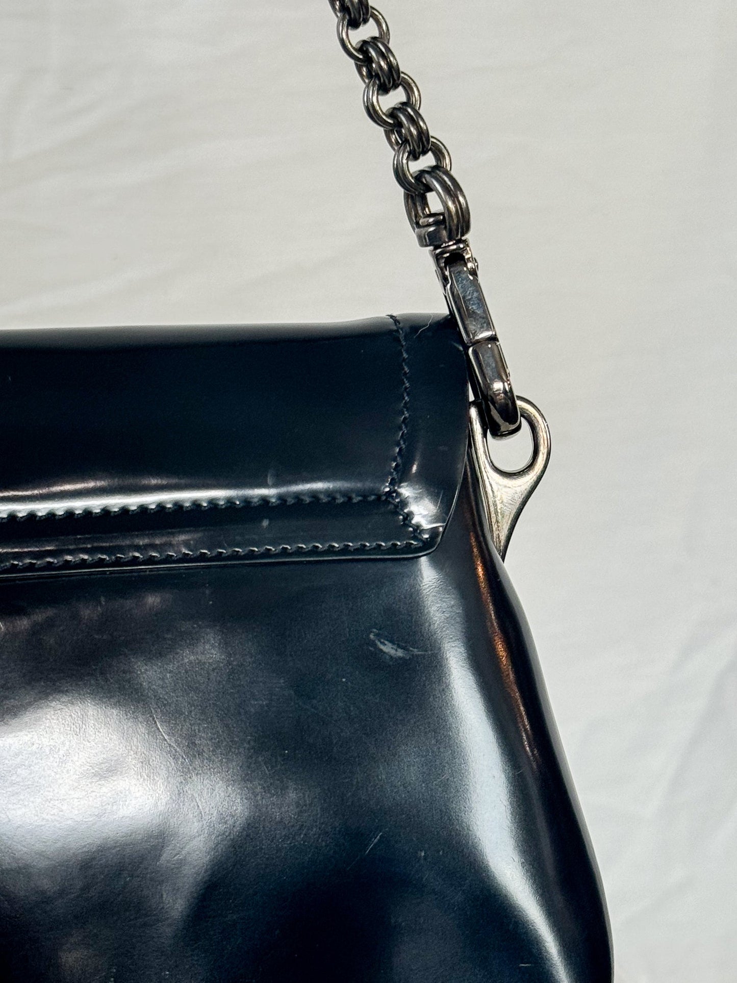 Prada Black Patent Chain Shoulder Bag Icarus Vintage