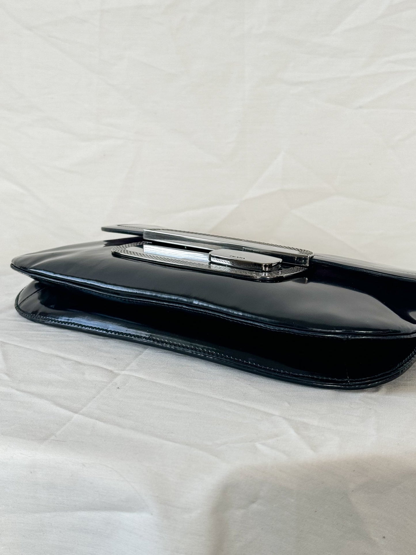 Prada Black Patent Chain Shoulder Bag Icarus Vintage