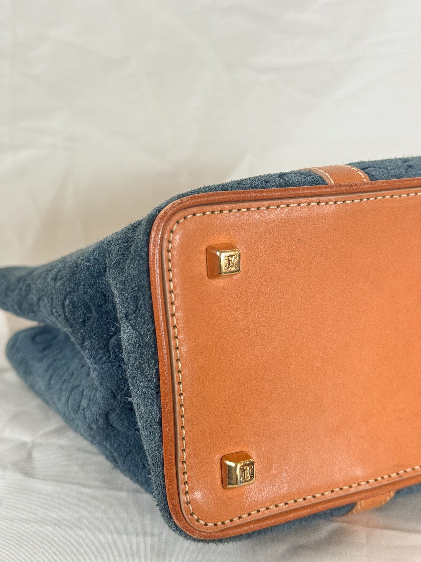 Celine Blue Macadam Mini Tote Icarus Vintage