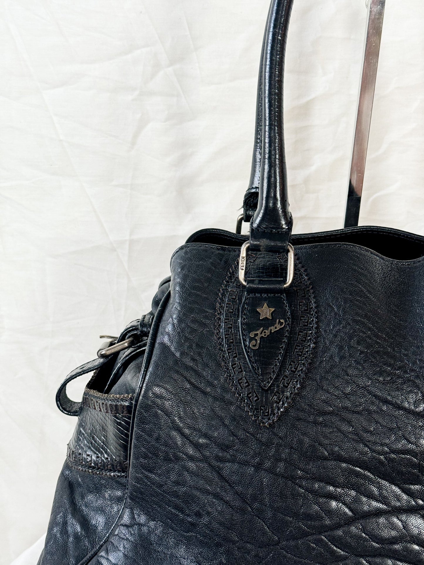 Fendi Du Jour Black Shoulder Bag Icarus Vintage