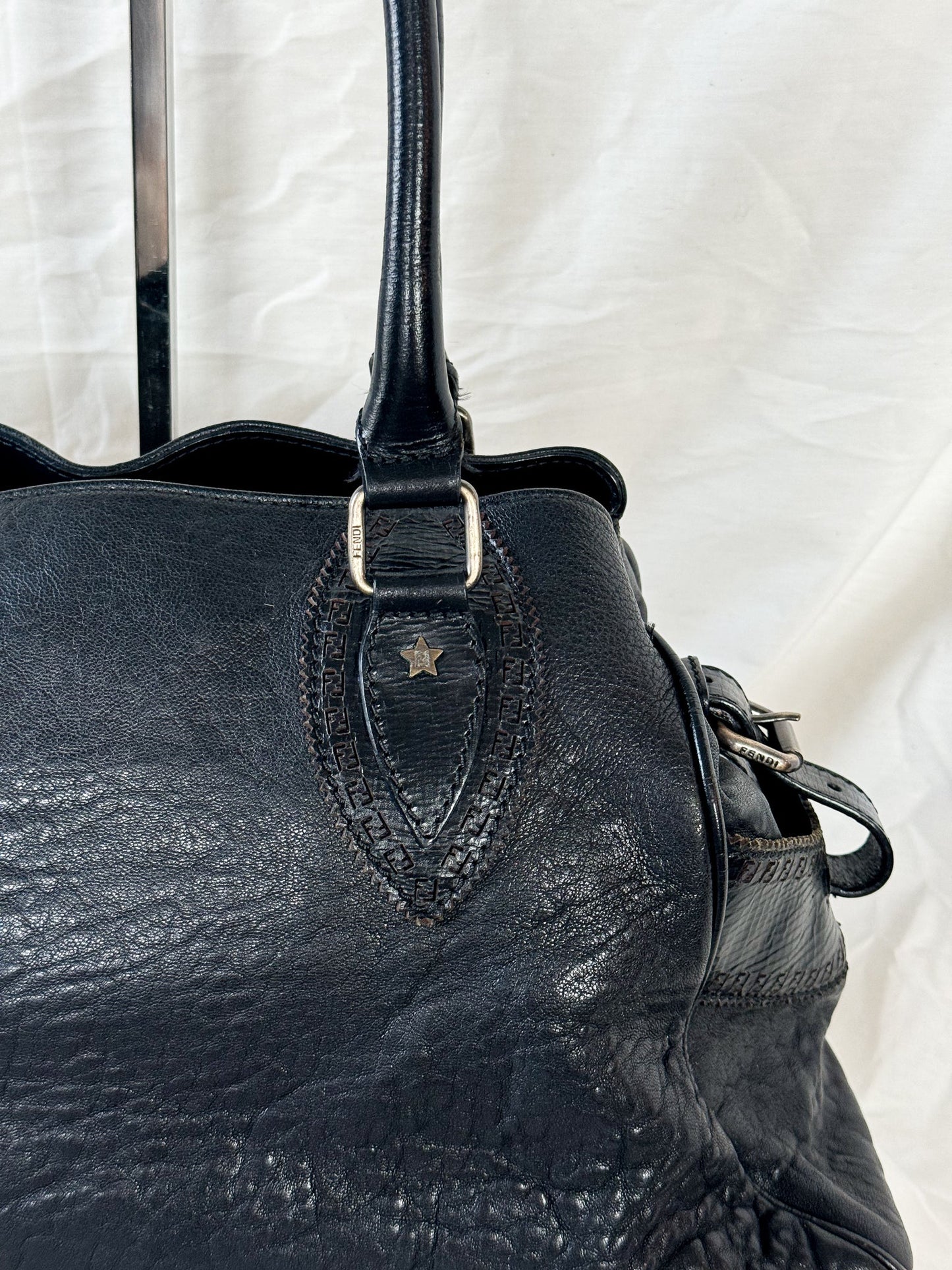 Fendi Du Jour Black Shoulder Bag Icarus Vintage