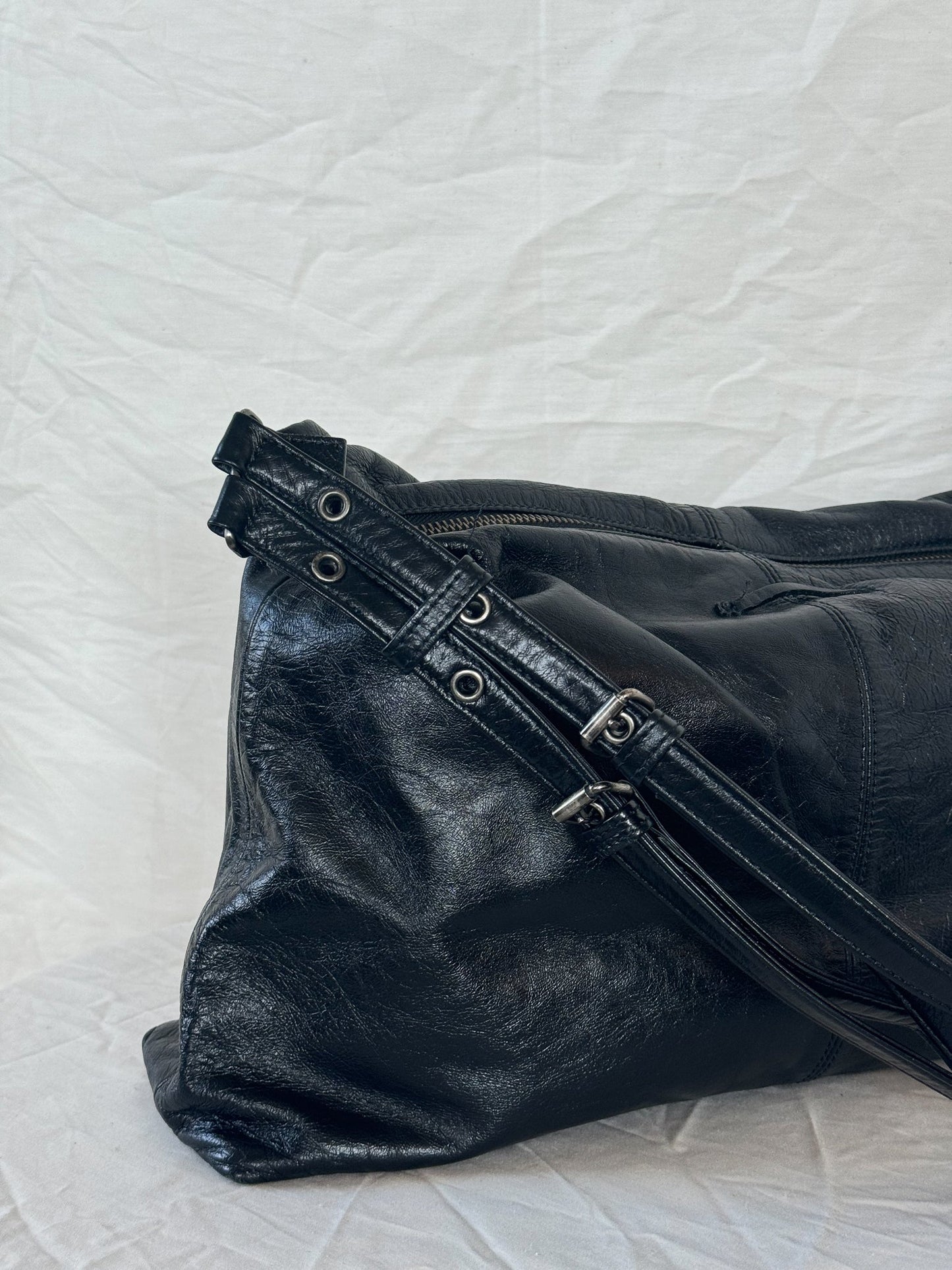 Jean Paul Gaultier Black Leather Shoulder Bag Icarus Vintage