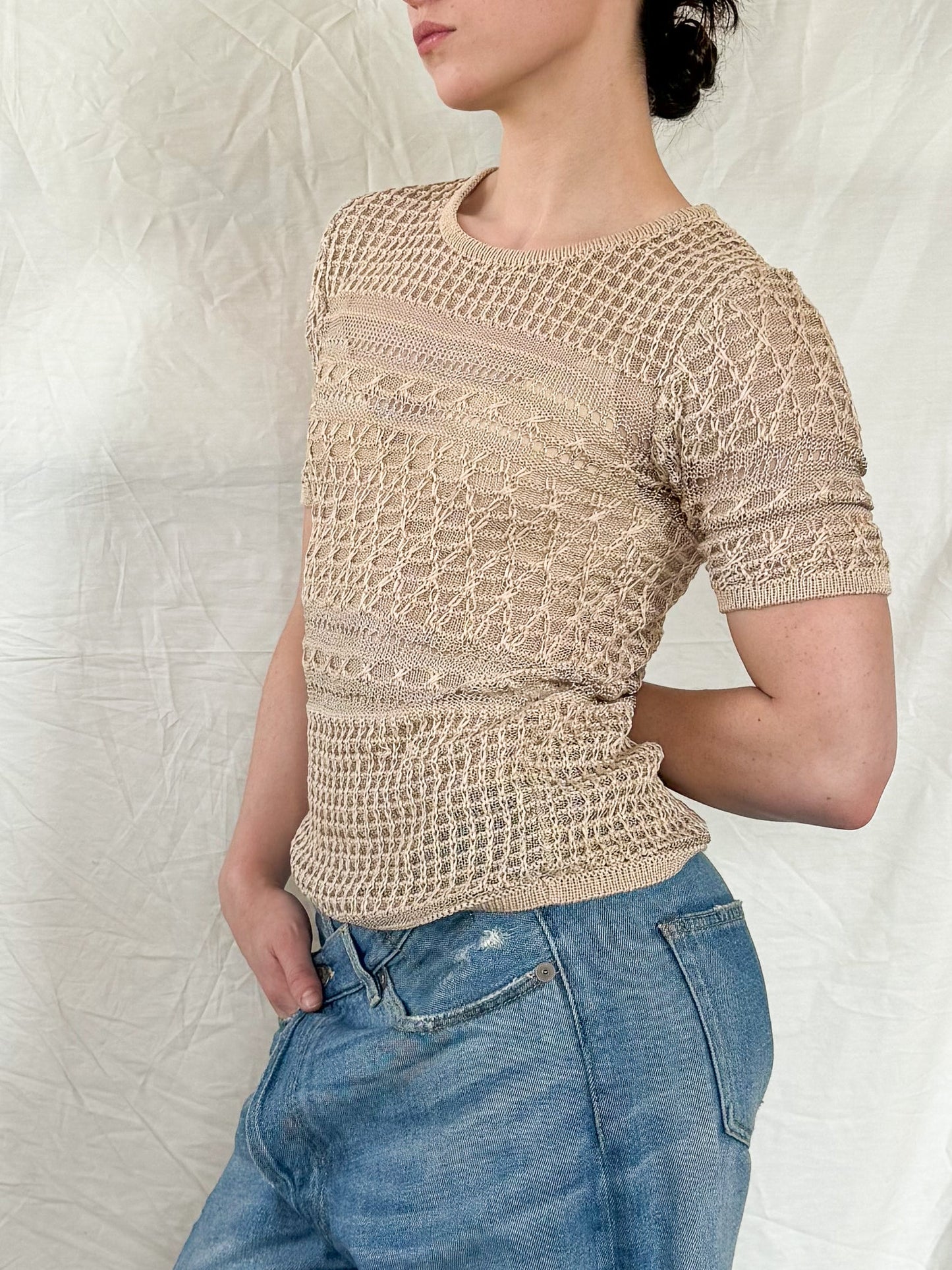 Fendi Beige Crochet Top Icarus Vintage