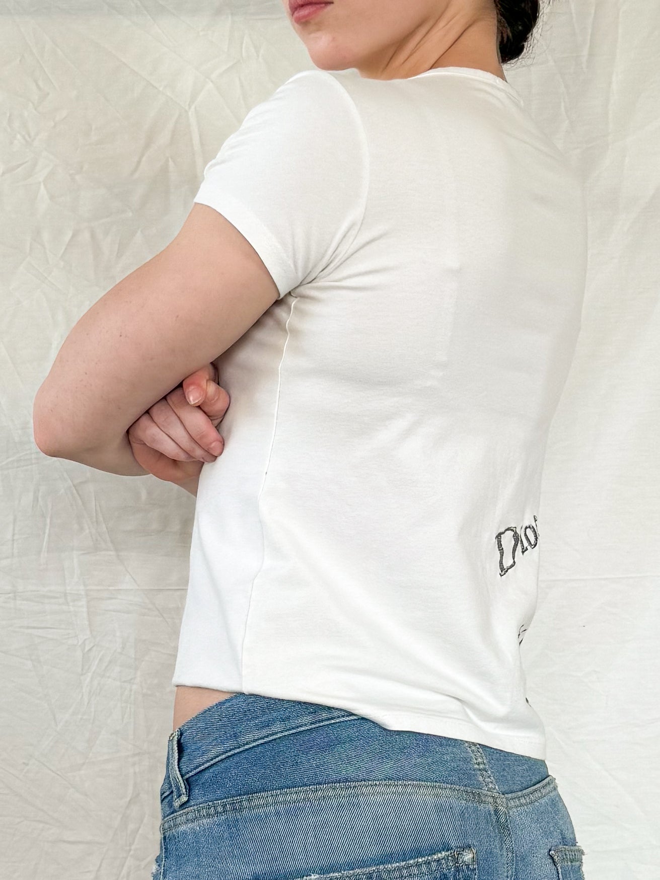 Christian Dior White Embroidered Tee Icarus Vintage
