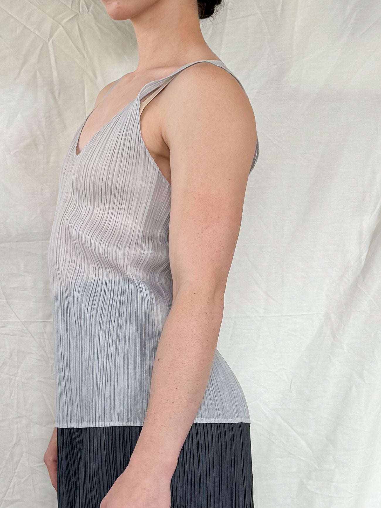 Issey Miyake Sheer Gray Pleated Tank Icarus Vintage