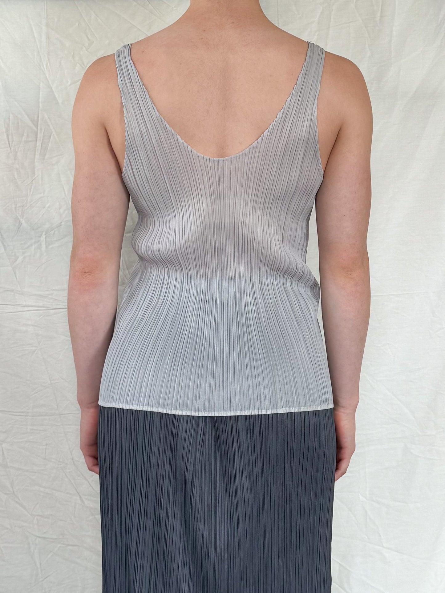 Issey Miyake Sheer Gray Pleated Tank Icarus Vintage