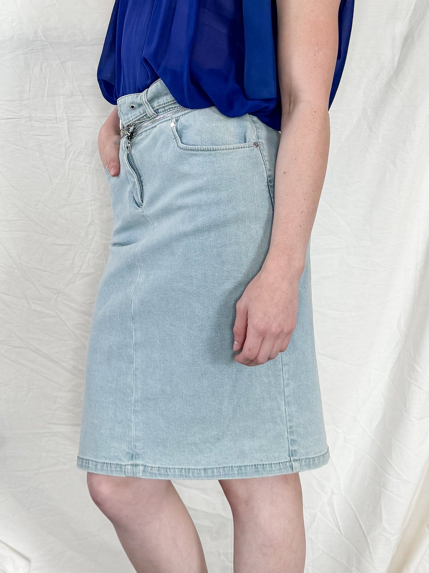 Celine Fall 2003 Zippered Denim Skirt Icarus Vintage