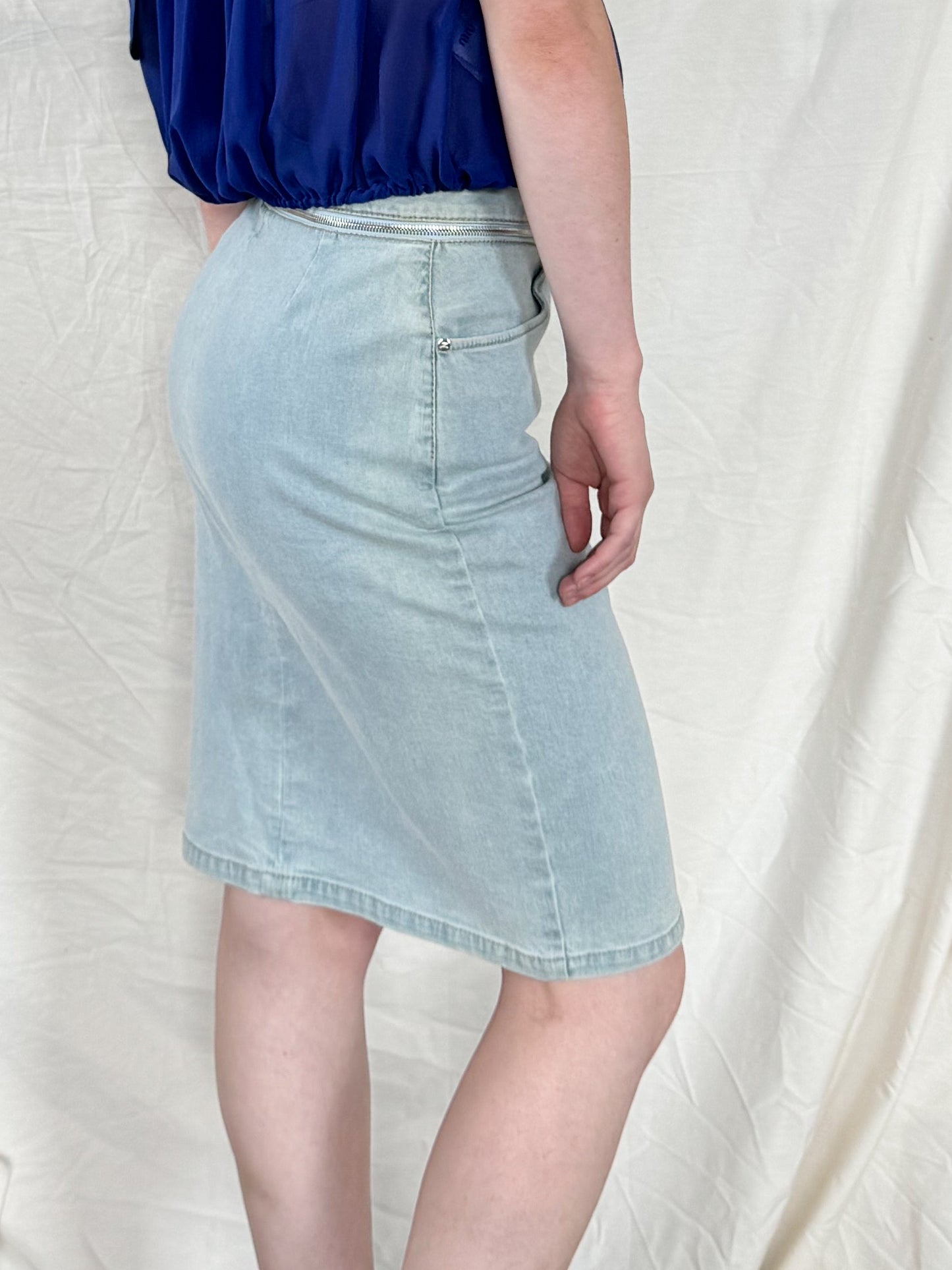Celine Fall 2003 Zippered Denim Skirt Icarus Vintage