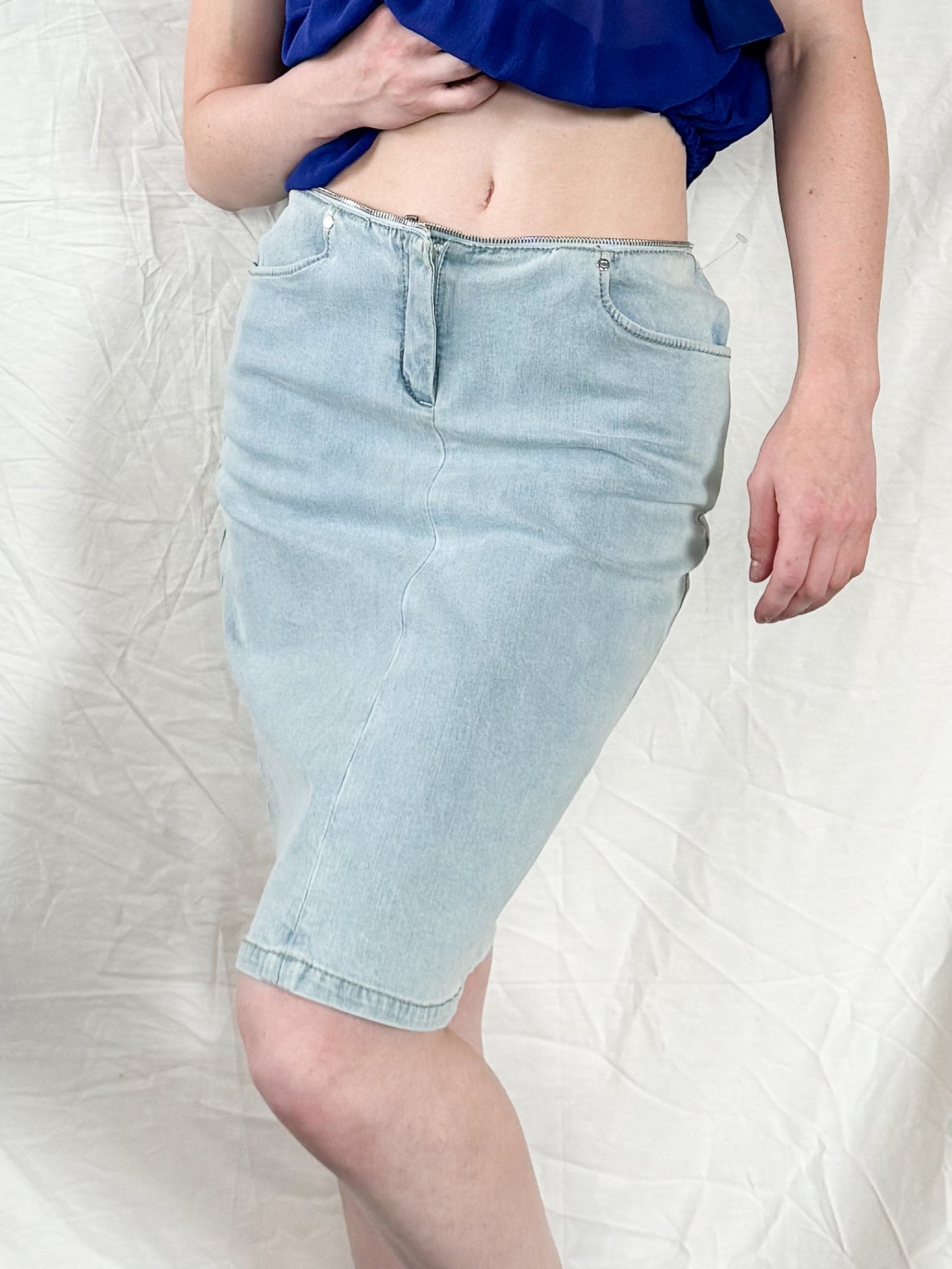 Celine Fall 2003 Zippered Denim Skirt Icarus Vintage