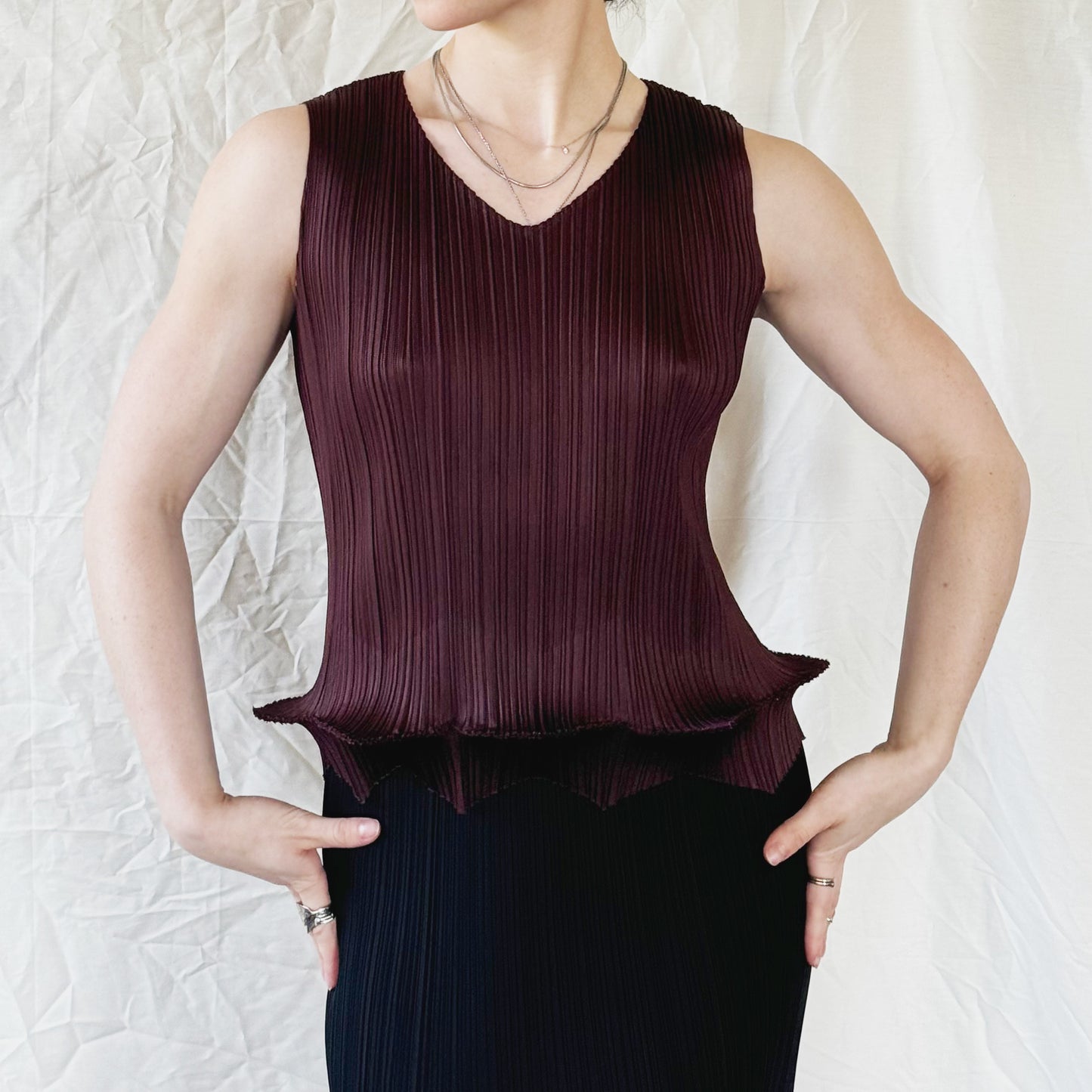 Issey Miyake Pleats Please Brown Zigzag Tank  Icarus Vintage