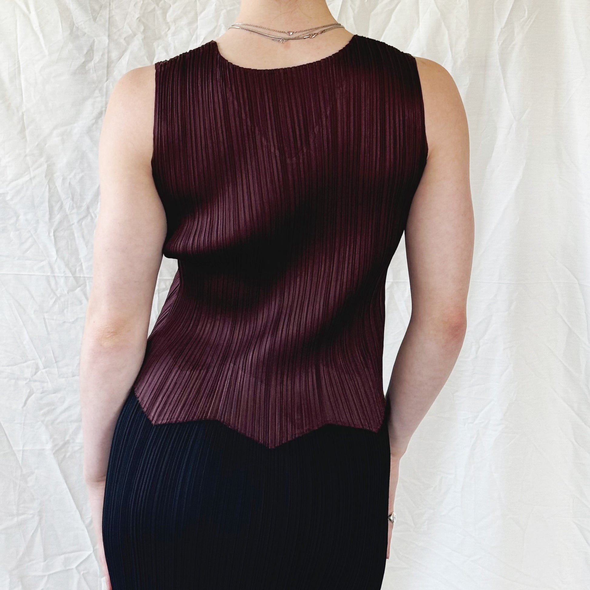 Issey Miyake Pleats Please Brown Zigzag Tank  Icarus Vintage