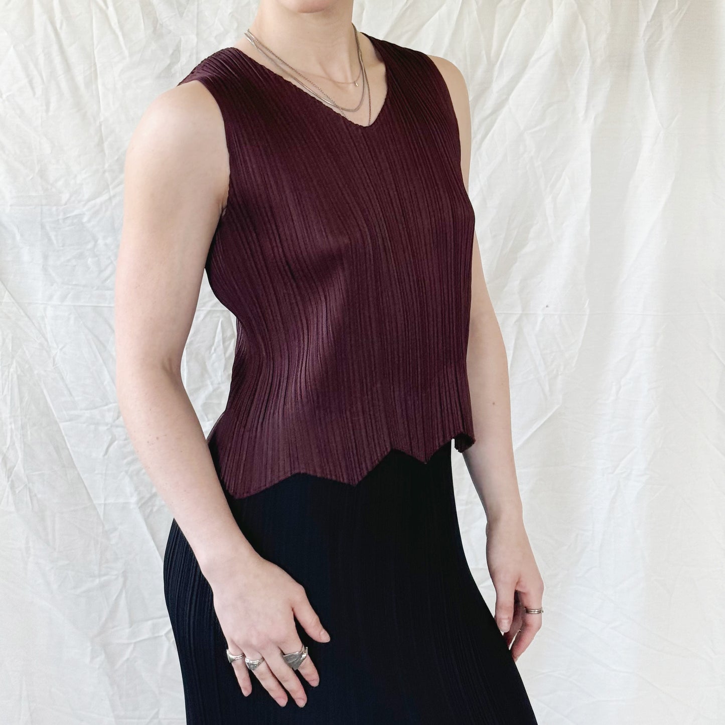 Issey Miyake Pleats Please Brown Zigzag Tank  Icarus Vintage
