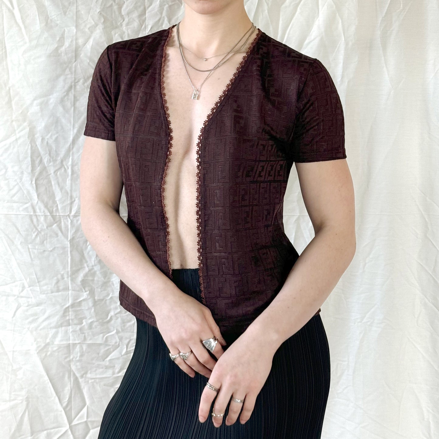 Fendi Sheer Zucca Print Top Icarus Vintage