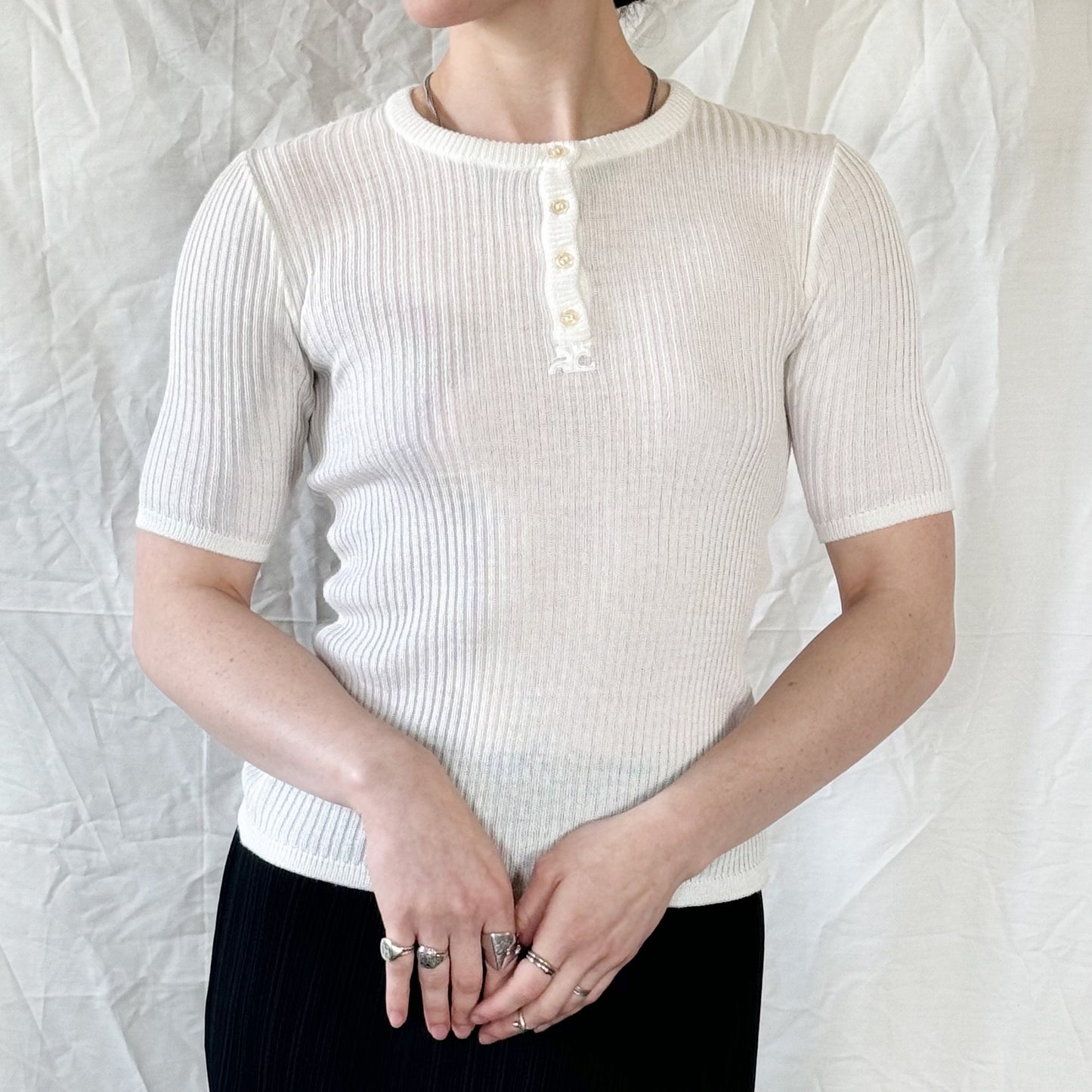 Courréges - 1960's Logo Knit Top Icarus Vintage
