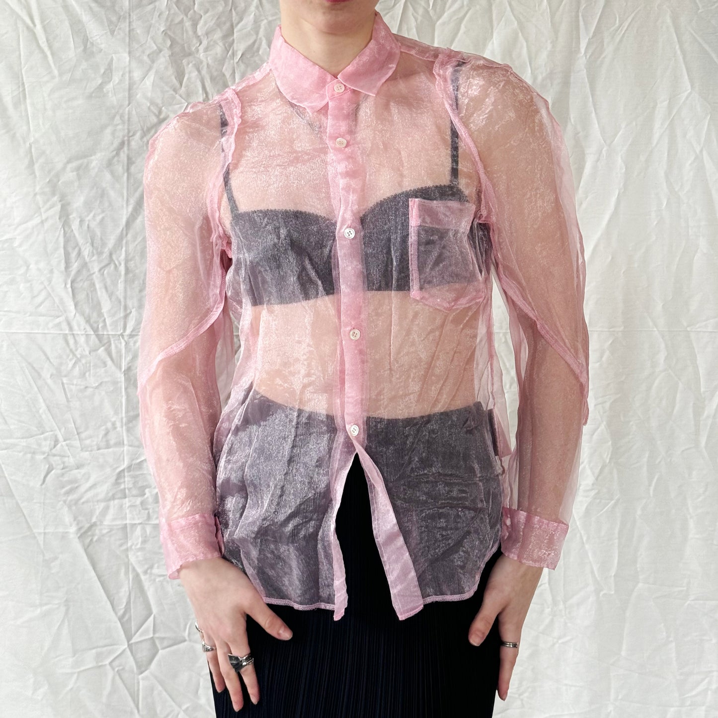 Comme Des Garçons FW 2003 Sheer Pink Button-Up Icarus Vintage