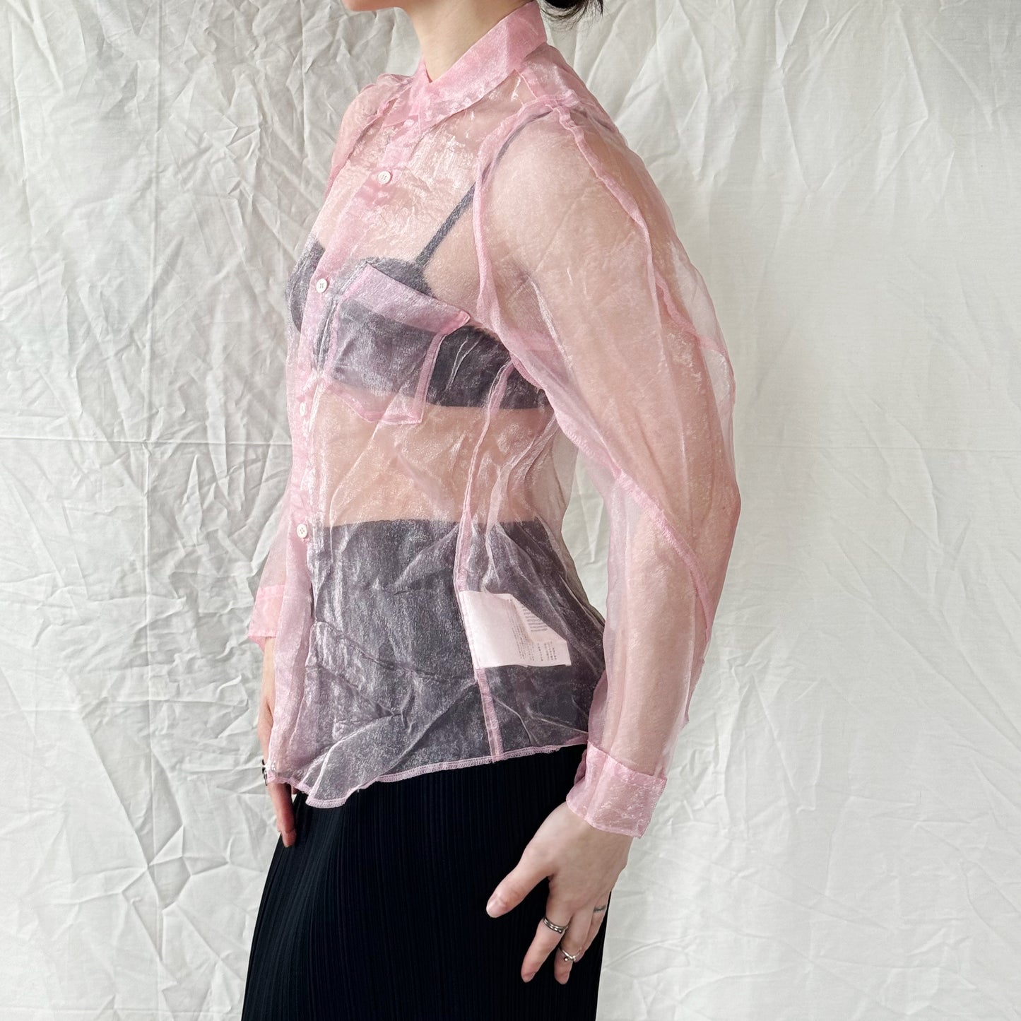 Comme Des Garçons FW 2003 Sheer Pink Button-Up Icarus Vintage