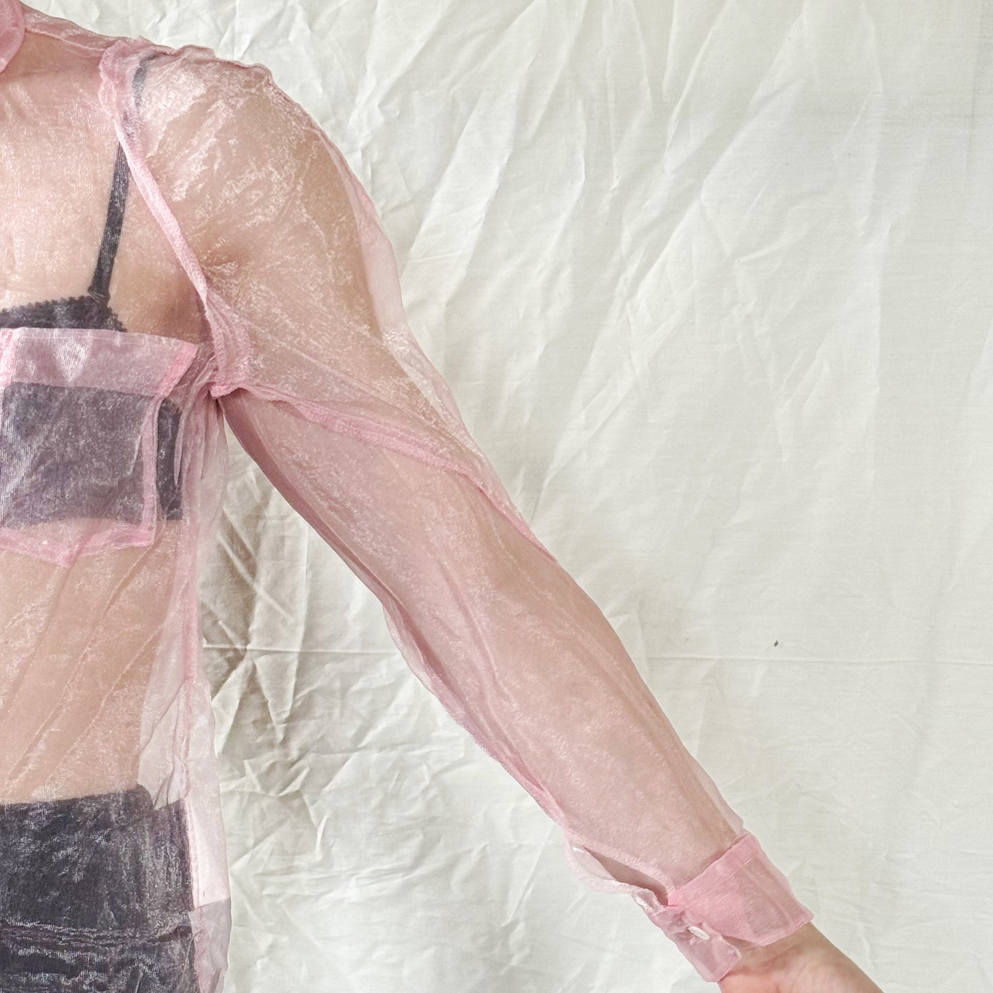 Comme Des Garçons FW 2003 Sheer Pink Button-Up Icarus Vintage