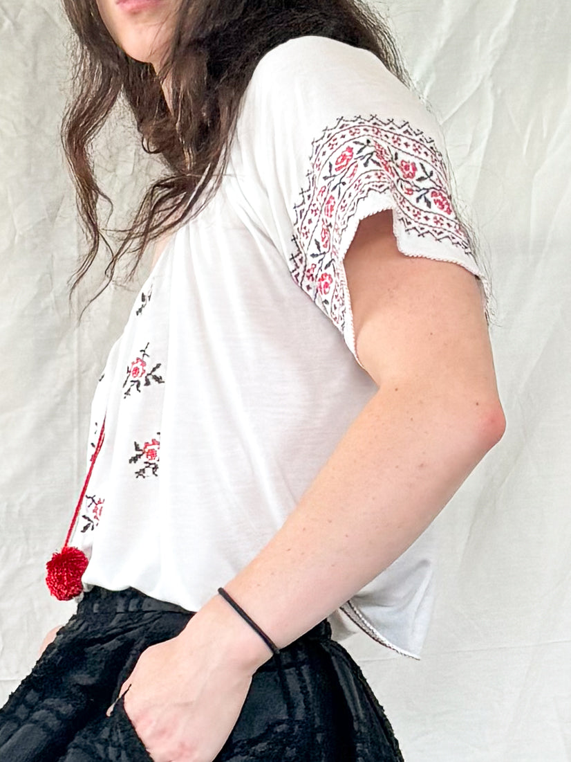 Miu Miu Needlepoint Embroidered Peasant Top Icarus Vintage