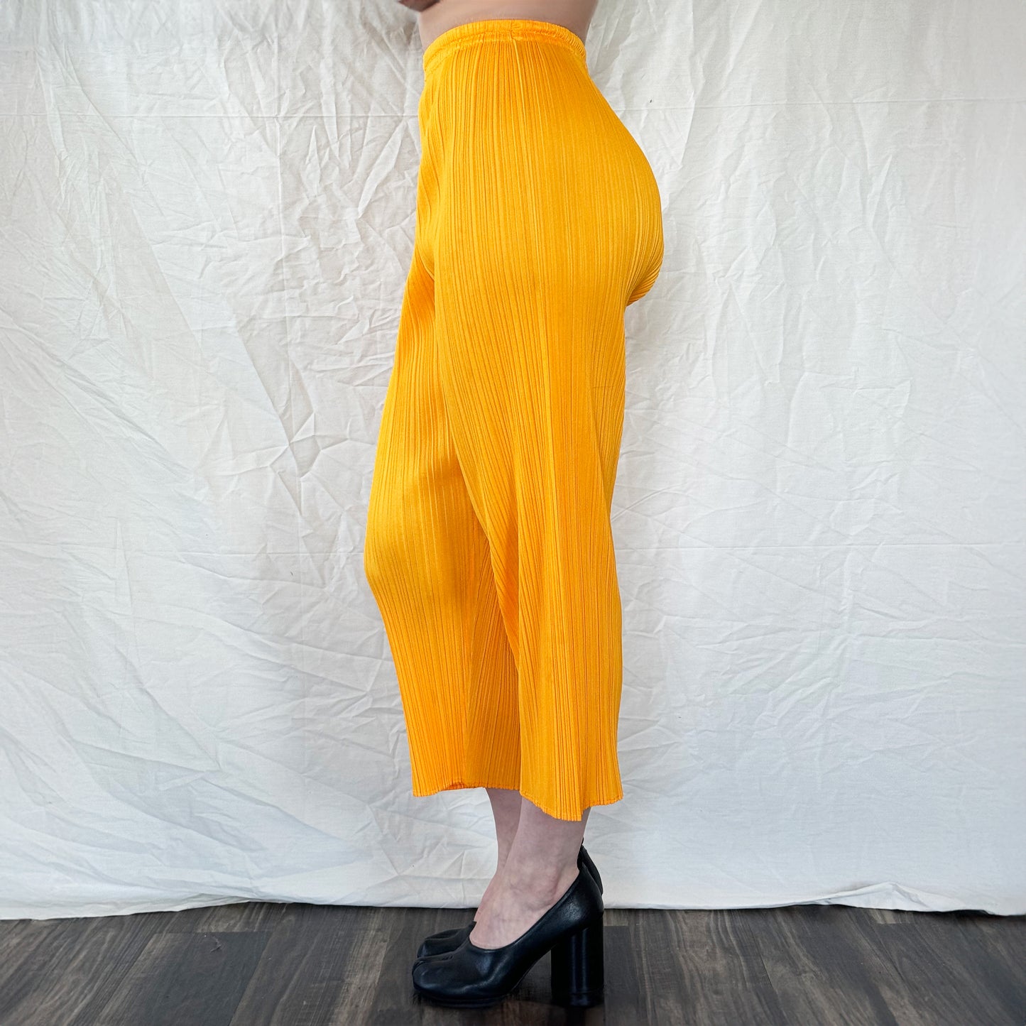 Issey Miyake Pleats Please Yellow Cropped Trousers Icarus Vintage