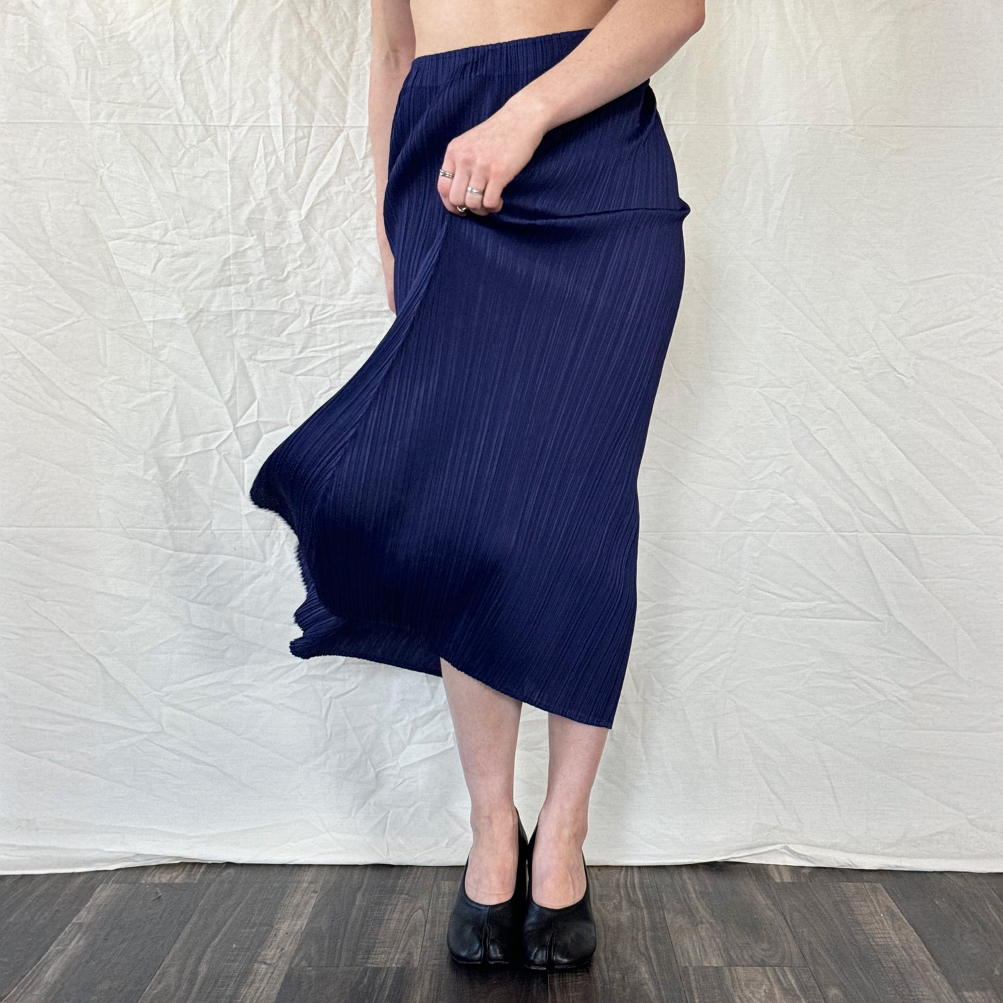 Issey Miyake Pleats Please Navy A-Line Skirt Icarus Vintage