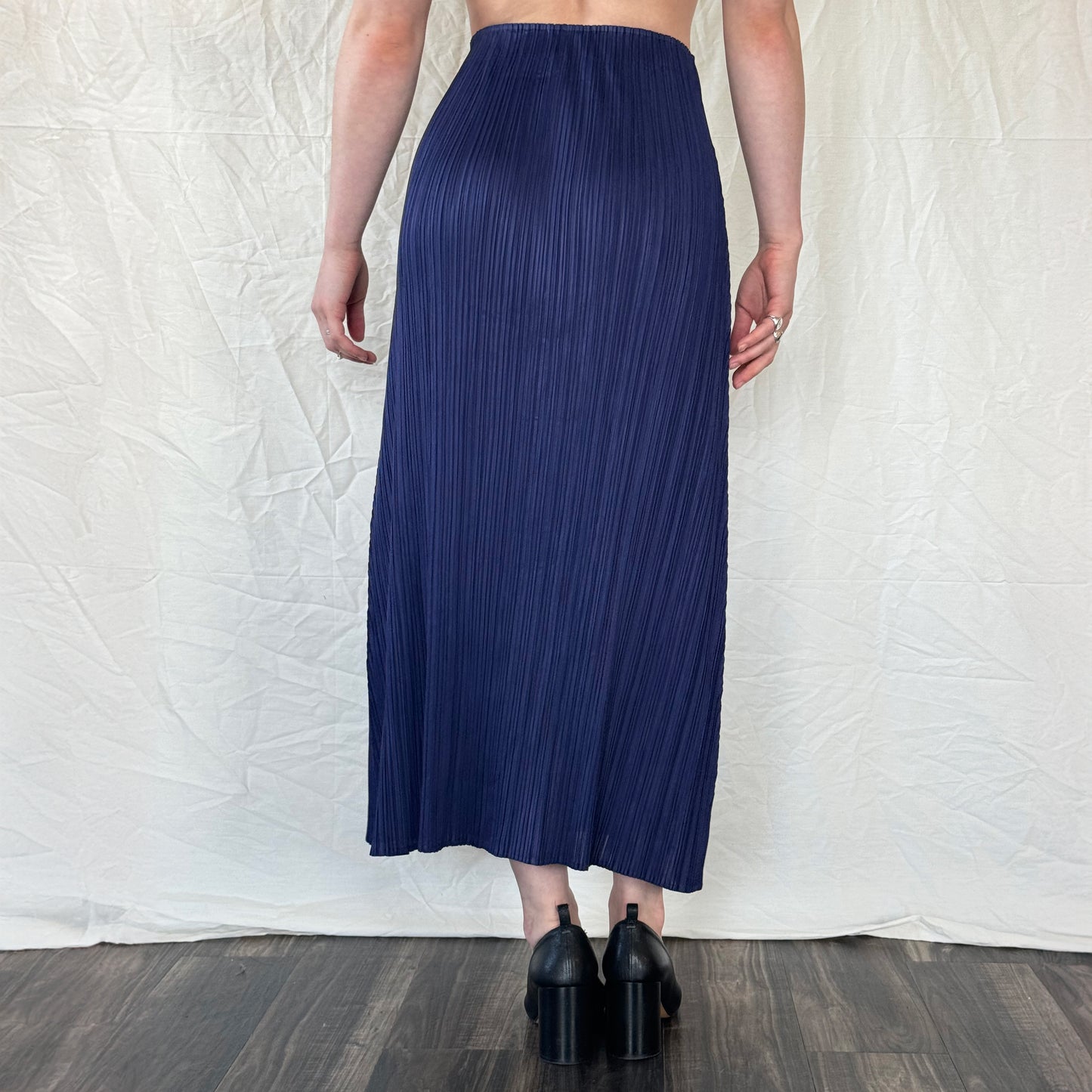 Issey Miyake Pleats Please Navy A-Line Skirt Icarus Vintage