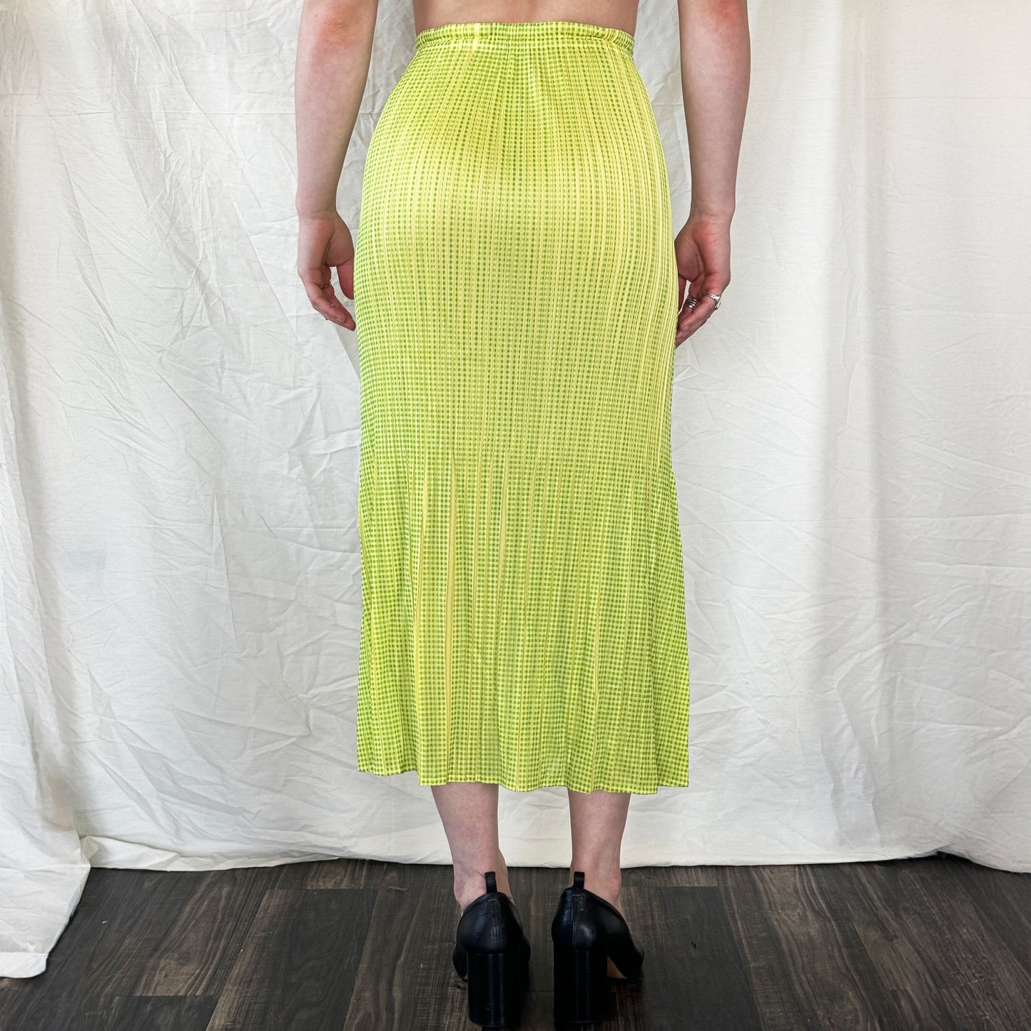 Issey Miyake Pleats Please Gingham Print Skirt Icarus Vintage