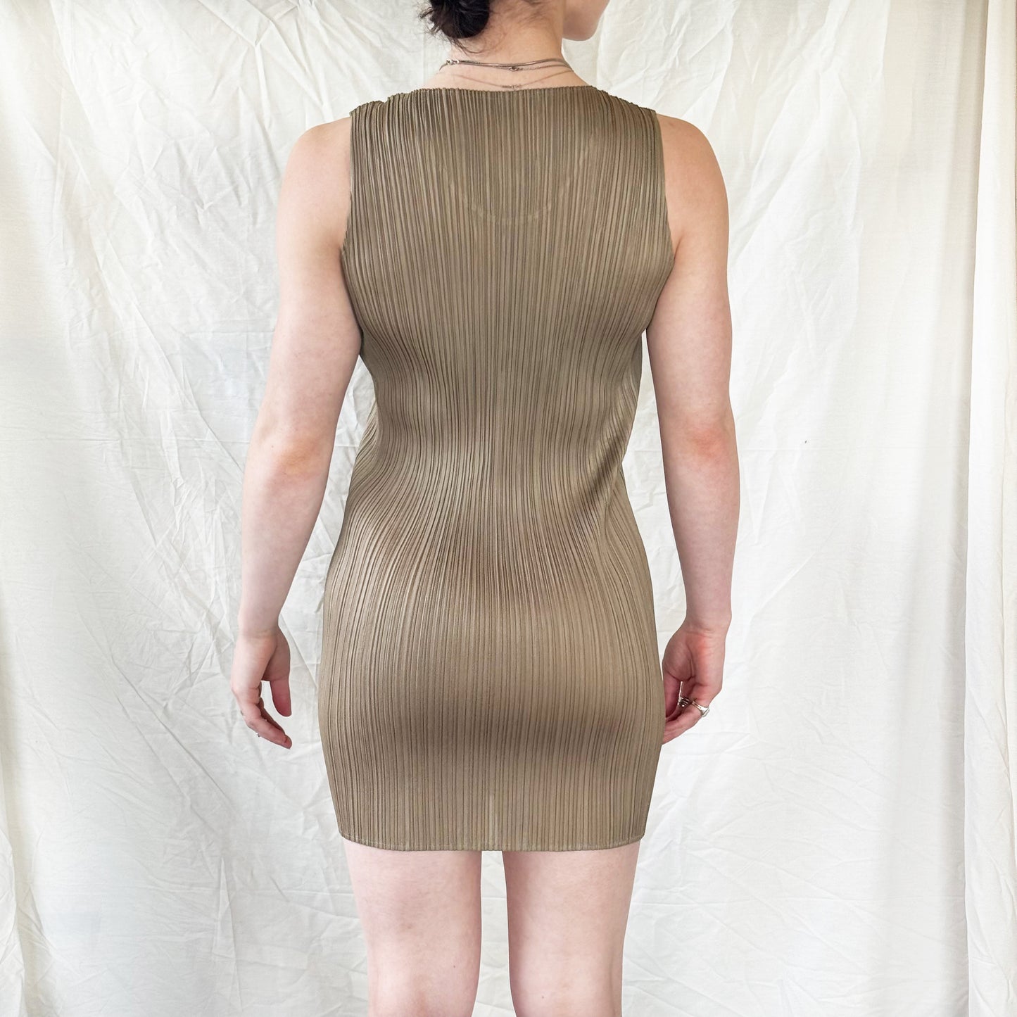 Issey Miyake Pleats Pleats Khaki Tank Dress Icarus Vintage