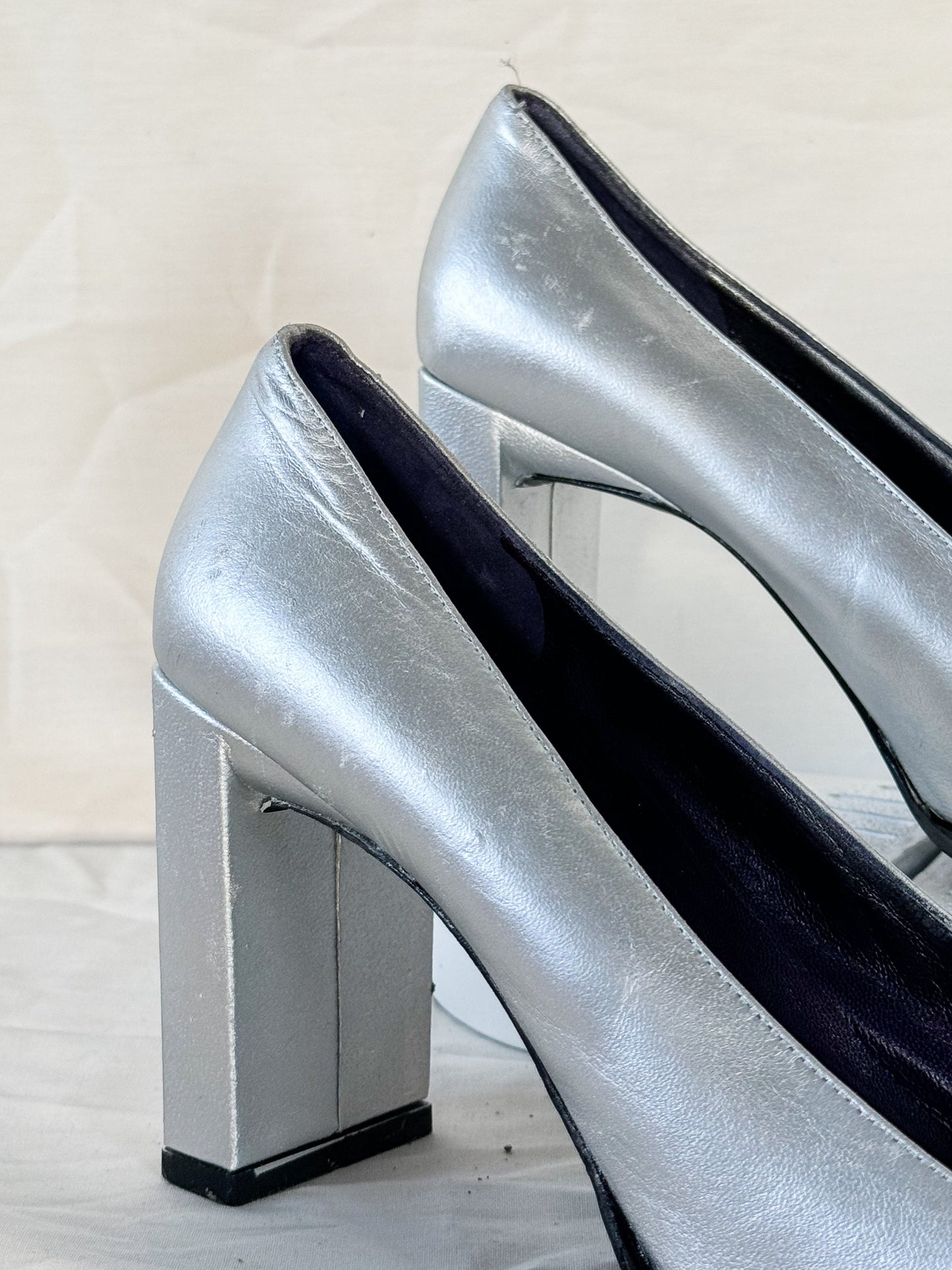 Fendi Silver 'FF' Crystal Pumps Icarus Vintage