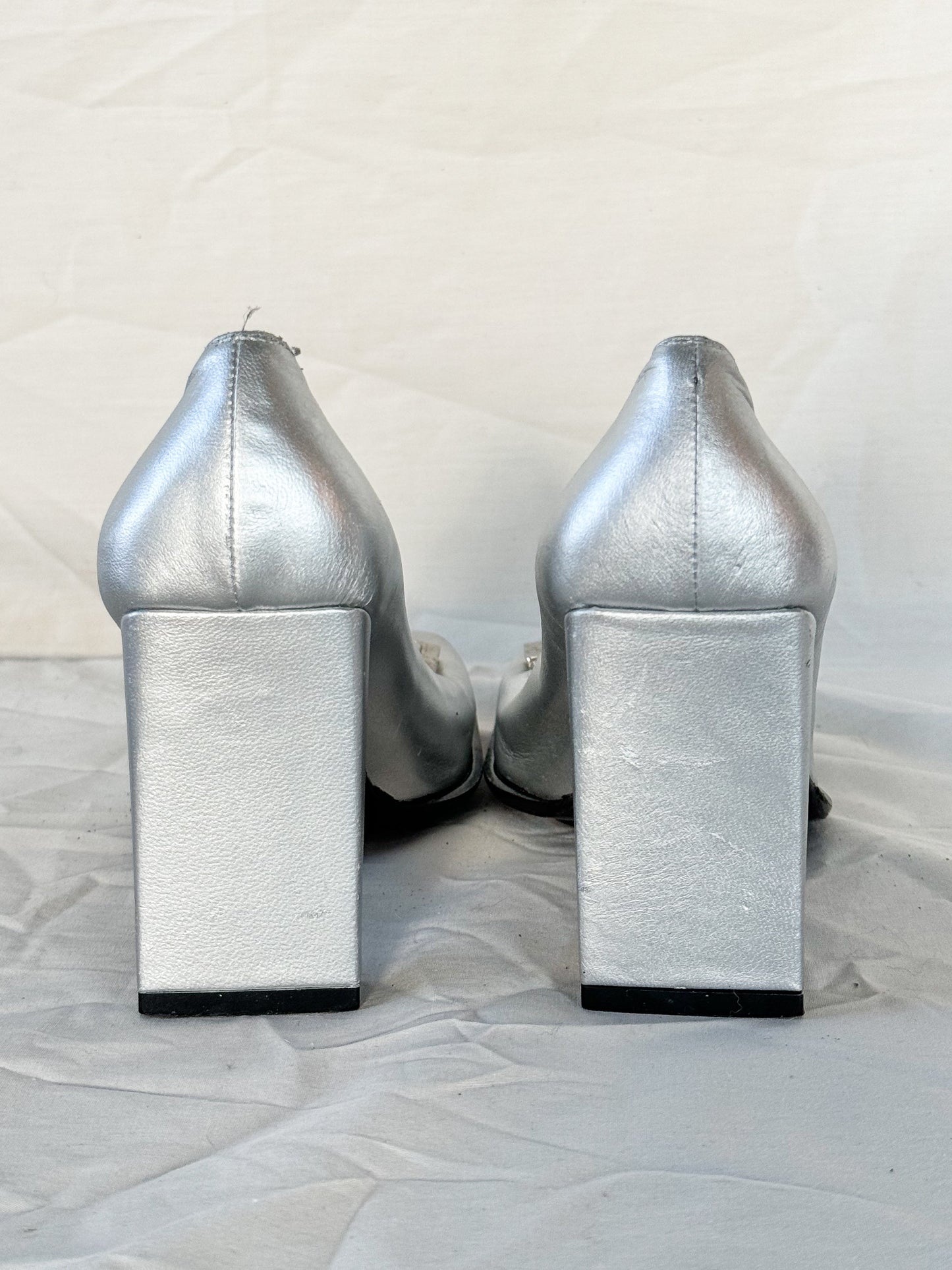 Fendi Silver 'FF' Crystal Pumps Icarus Vintage