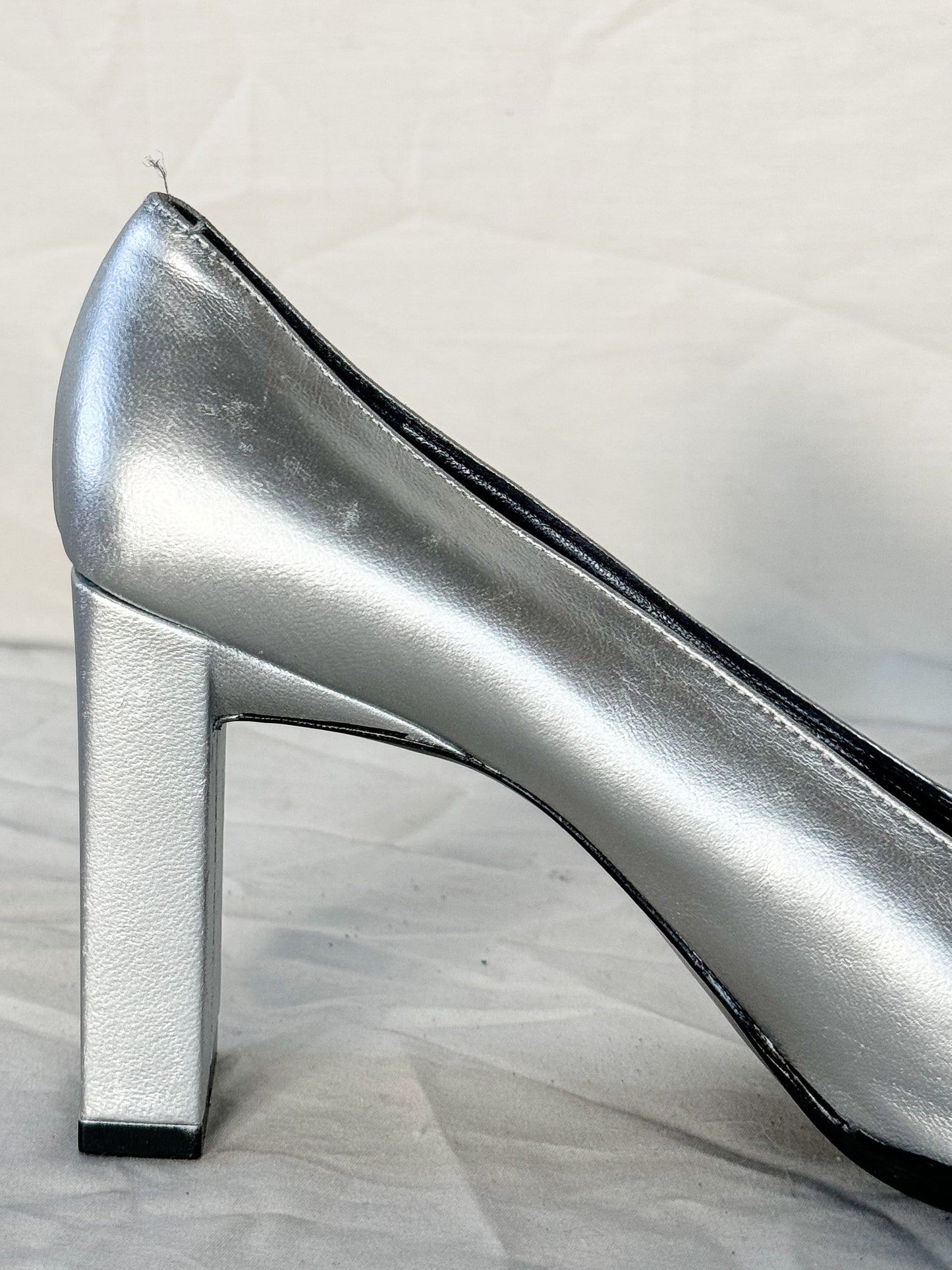 Fendi Silver 'FF' Crystal Pumps Icarus Vintage