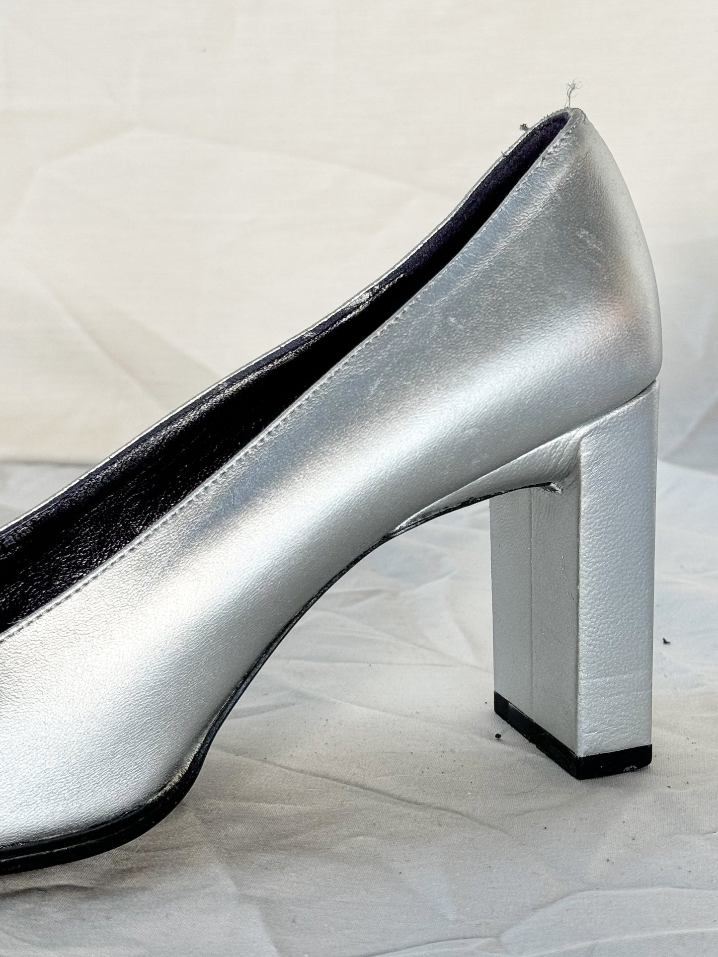 Fendi Silver 'FF' Crystal Pumps Icarus Vintage