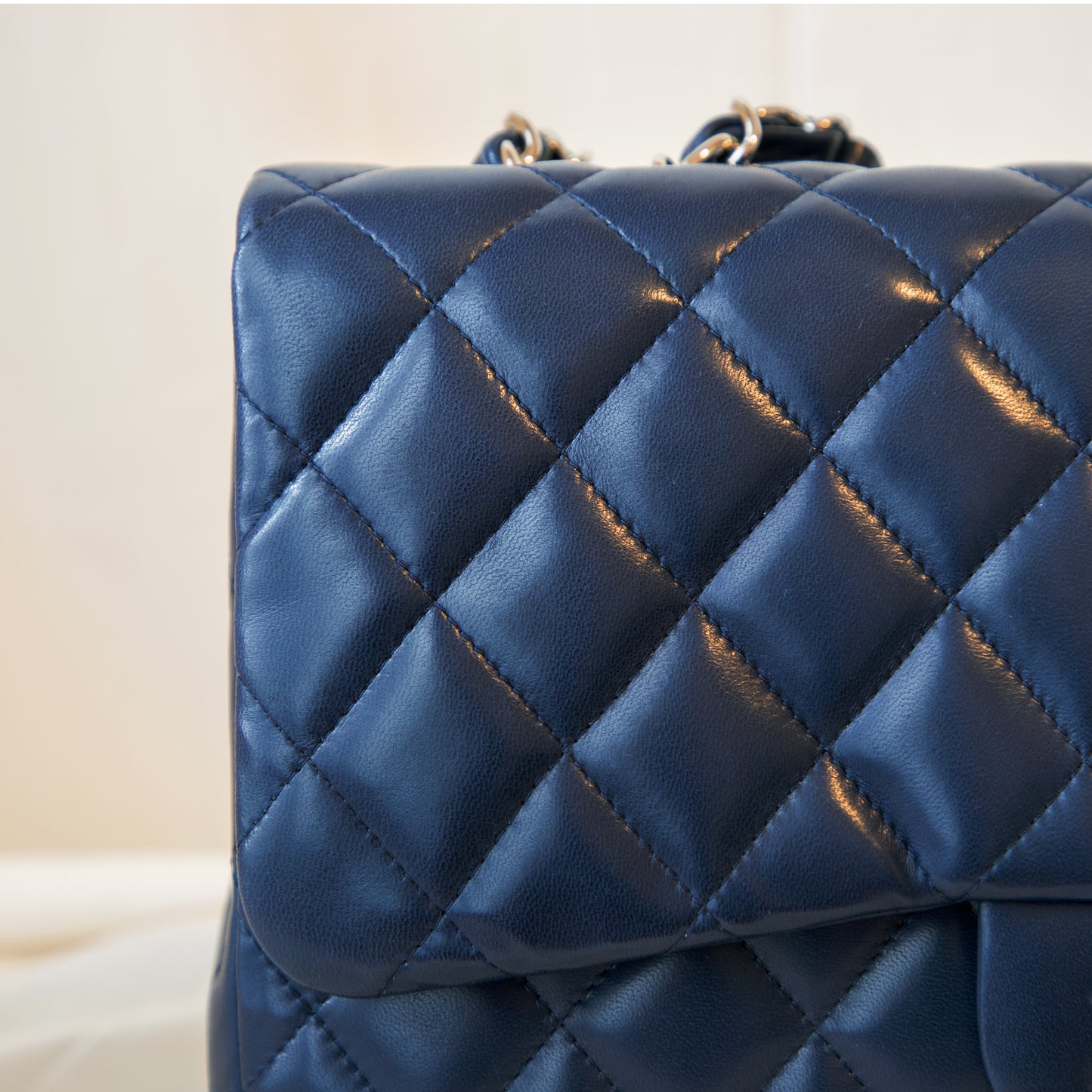 Chanel 2005 Navy Jumbo Lambskin Single Flap 6900.00 Icarus Vintage