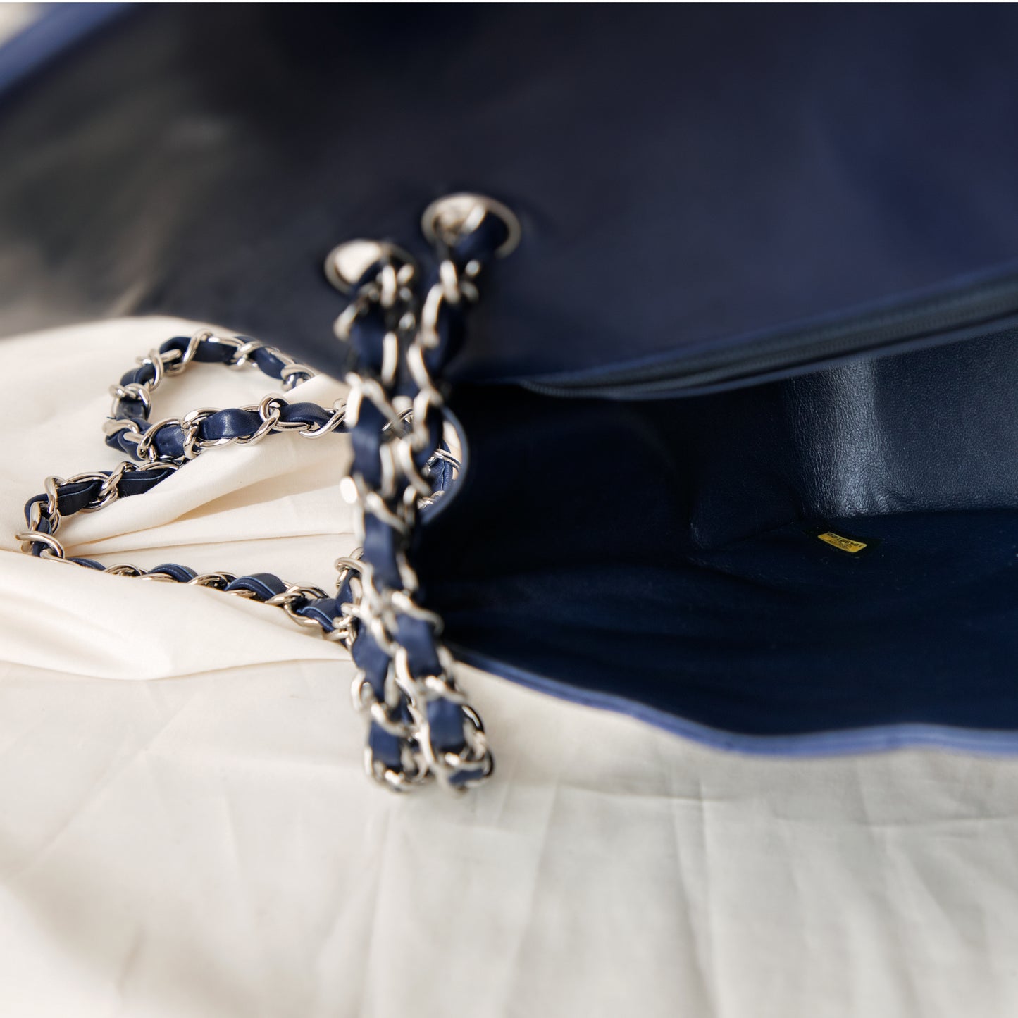 Chanel 2005 Navy Jumbo Lambskin Single Flap 6900.00 Icarus Vintage