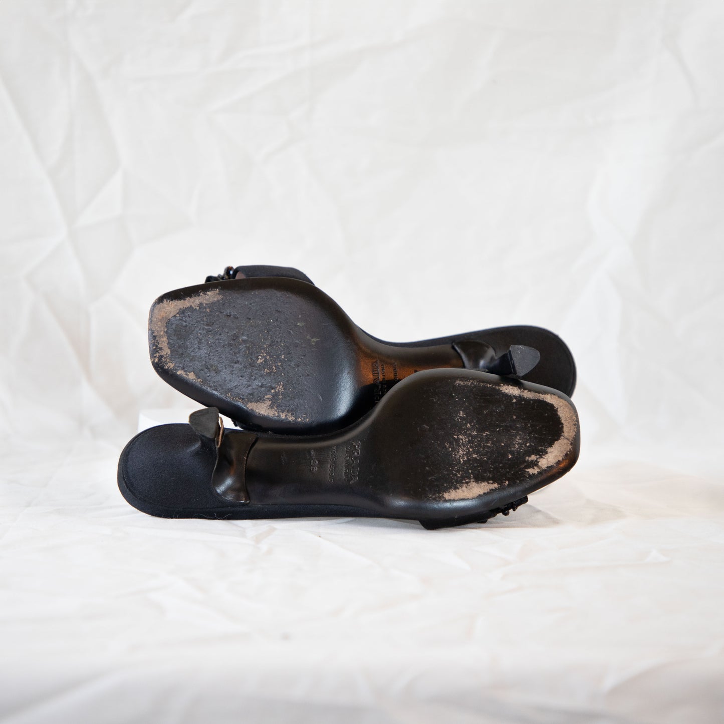 Prada 2000's Black Beaded Kitten Heels Icarus Vintage
