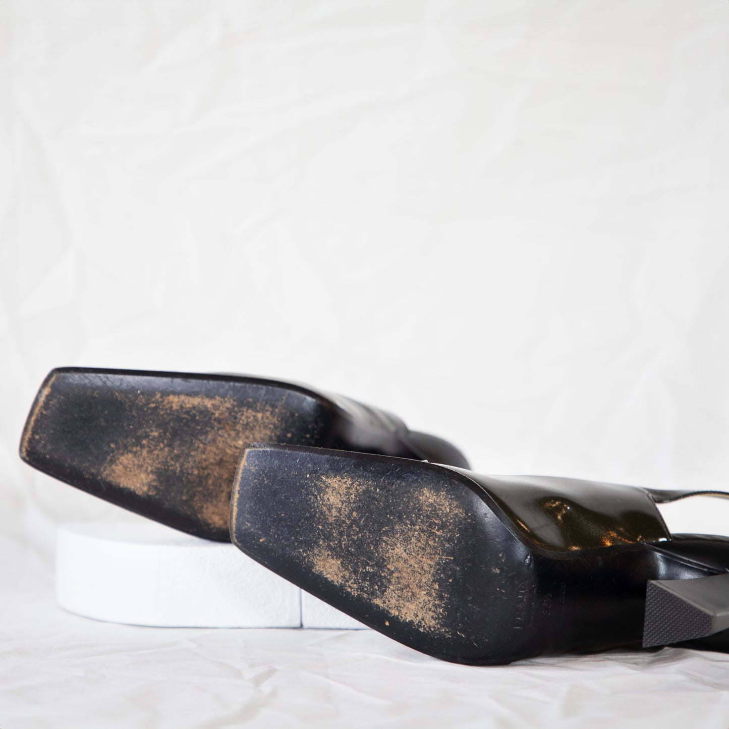 Prada FW 1998 Green Slingback Heels Icarus Vintage