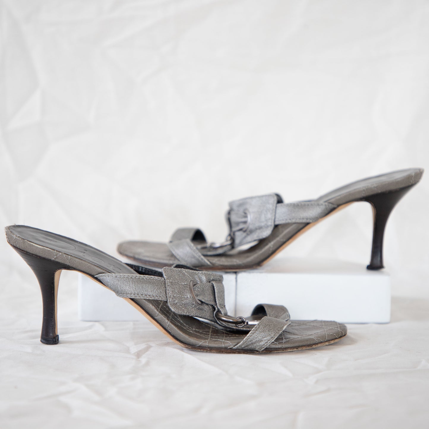Dior 2000's Silver Cannage Heels Icarus Vintage