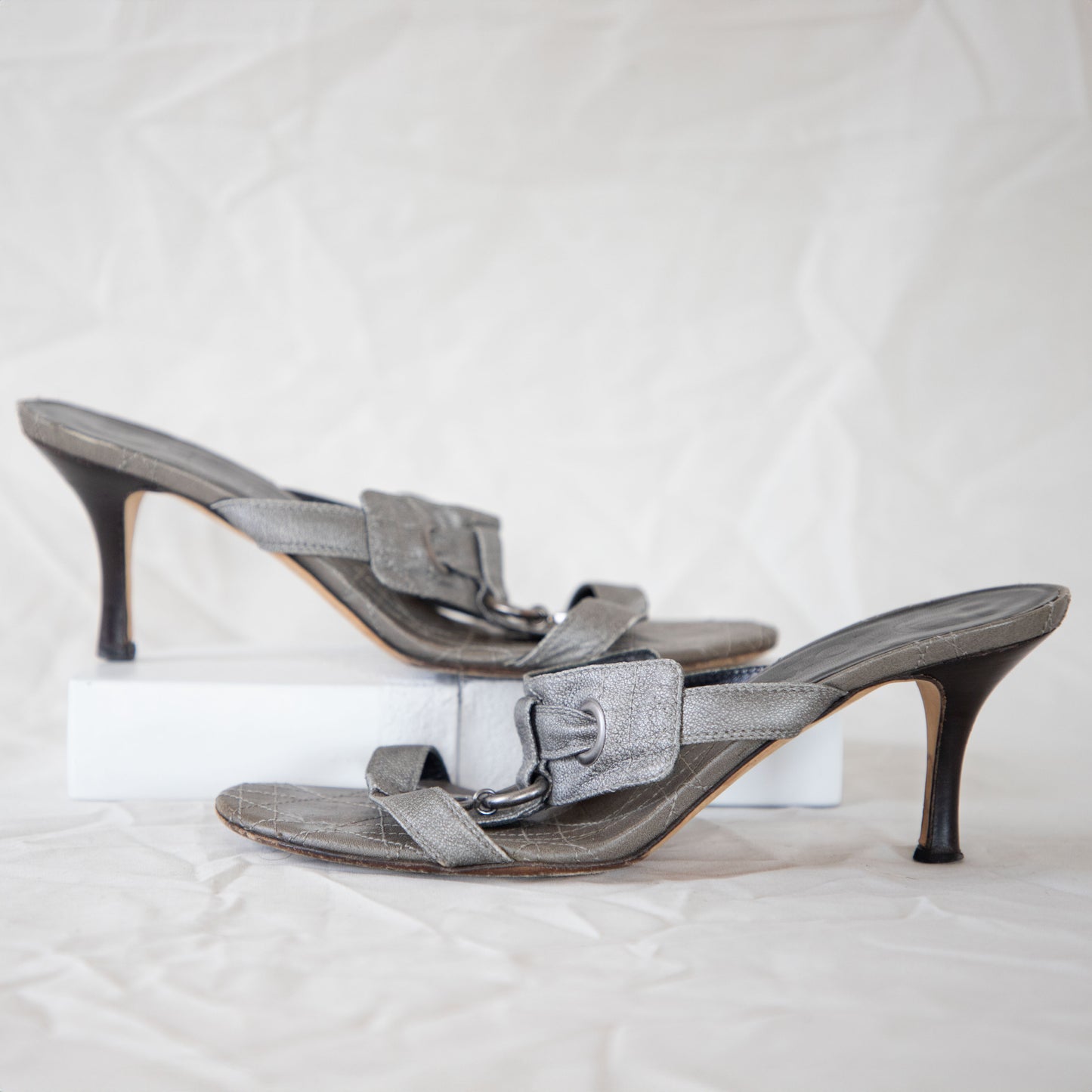 Dior 2000's Silver Cannage Heels Icarus Vintage