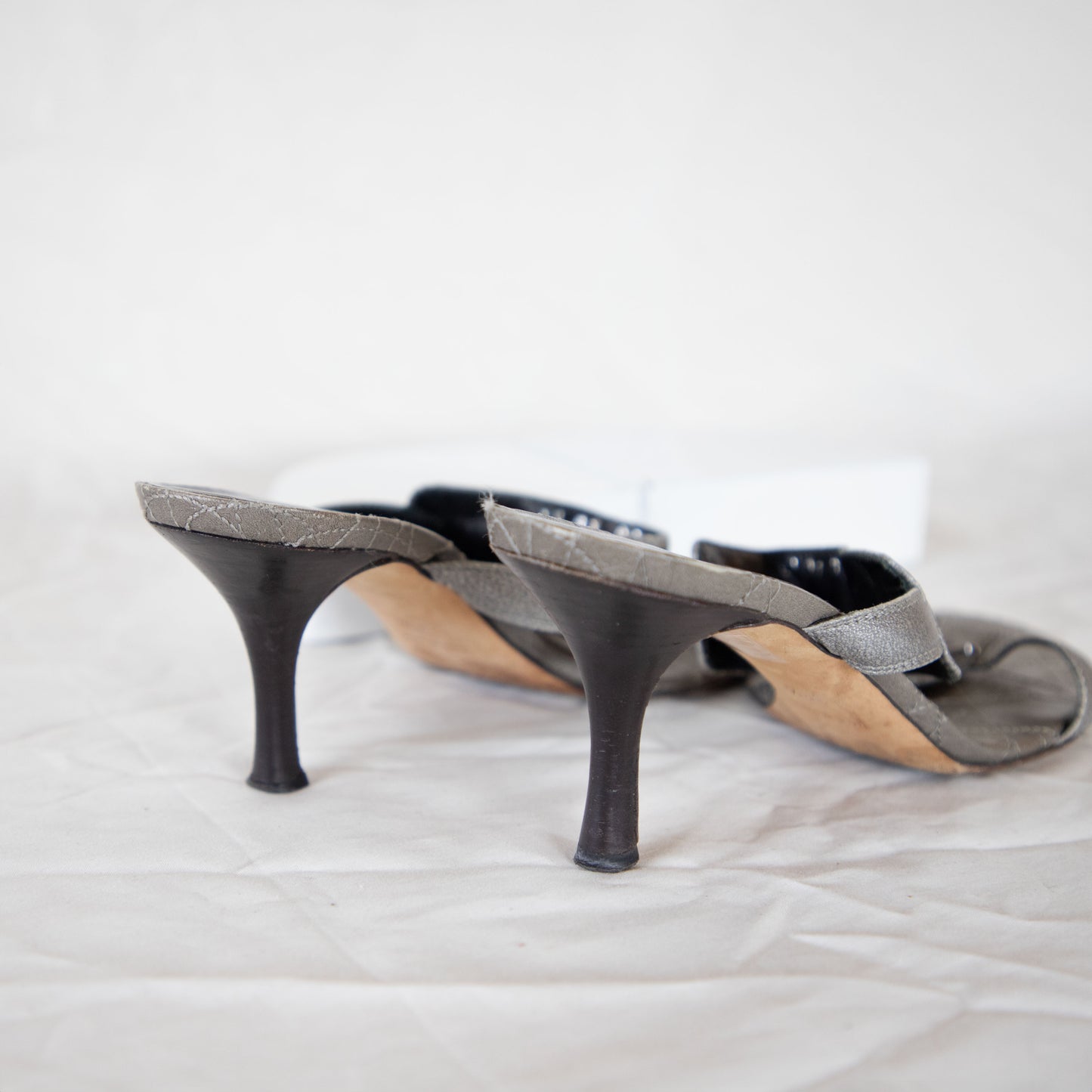 Dior 2000's Silver Cannage Heels Icarus Vintage