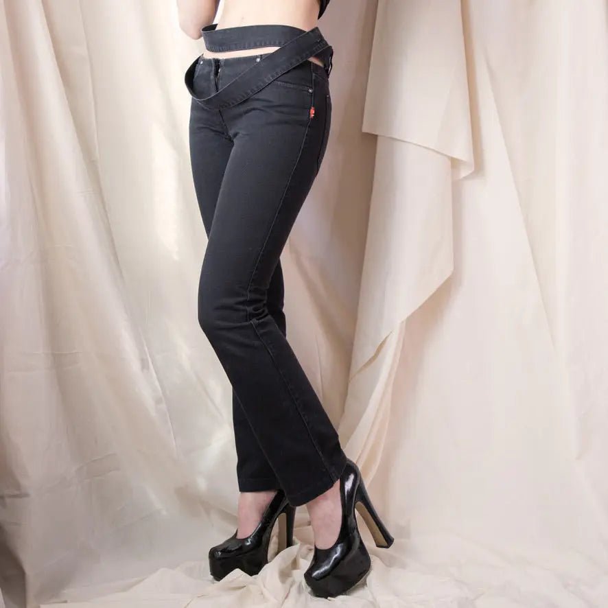Jean Paul Gaultier 90's Jeans Low Rise Bondage Jeans Icarus Vintage