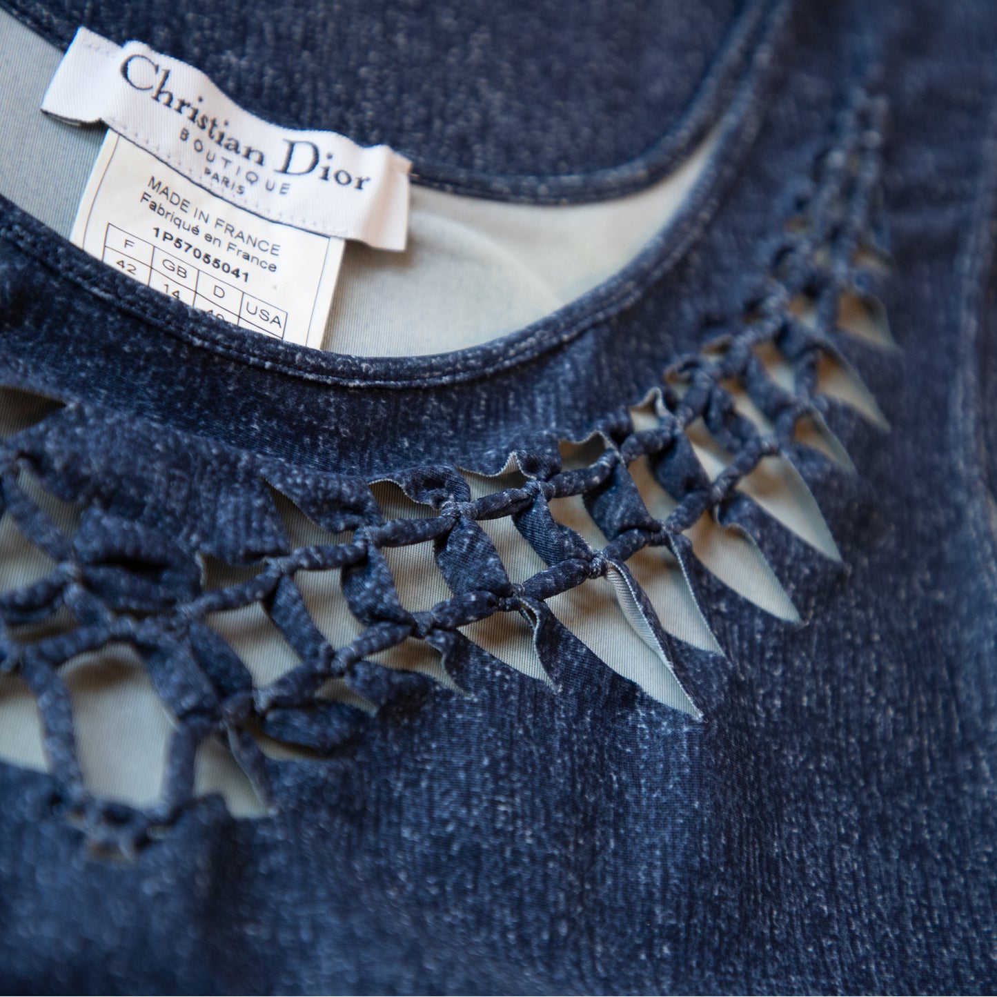 Dior SS 2001 Denim Print Cutout Tank 300.00 Icarus Vintage