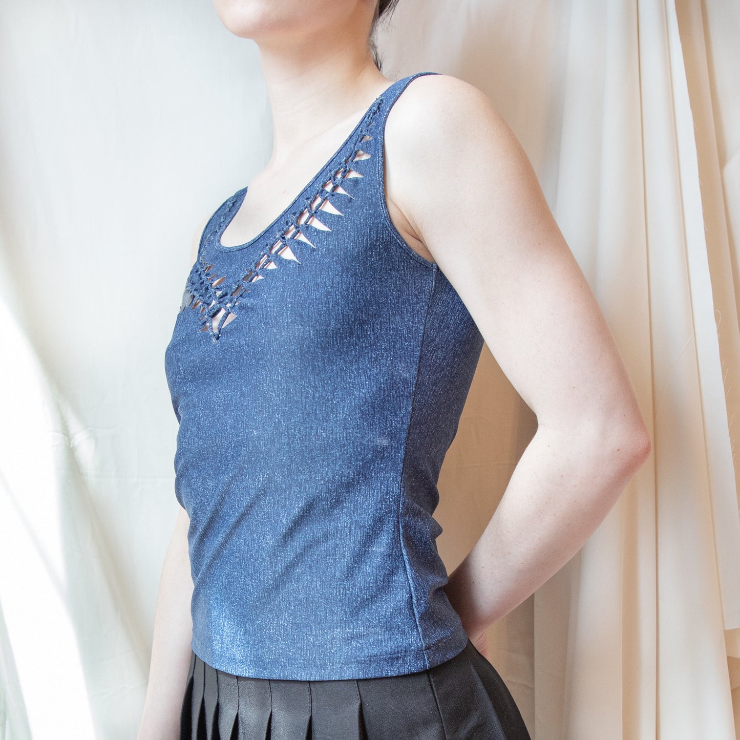 Dior SS 2001 Denim Print Cutout Tank 300.00 Icarus Vintage