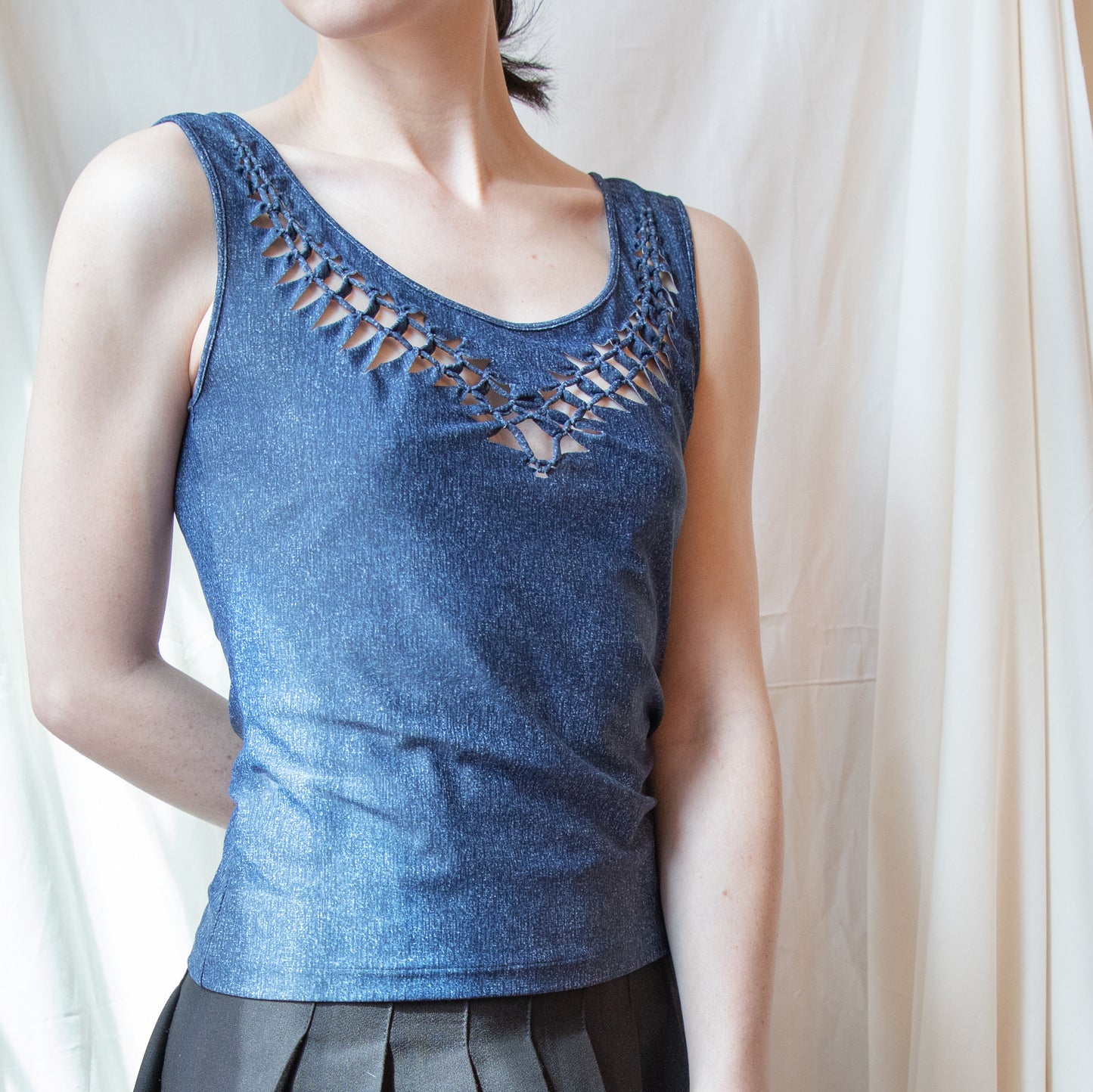 Dior SS 2001 Denim Print Cutout Tank 300.00 Icarus Vintage