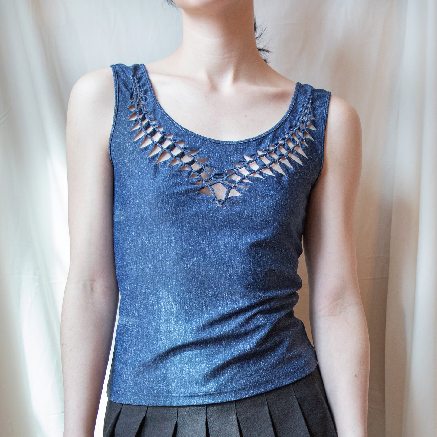 Dior SS 2001 Denim Print Cutout Tank 300.00 Icarus Vintage