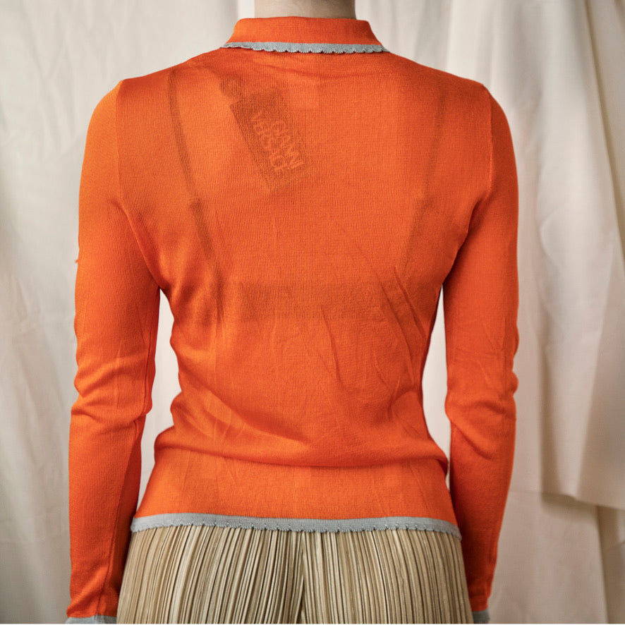 Versace SS 1997 Orange Semi-sheer Knit Top 200.00 Icarus Vintage