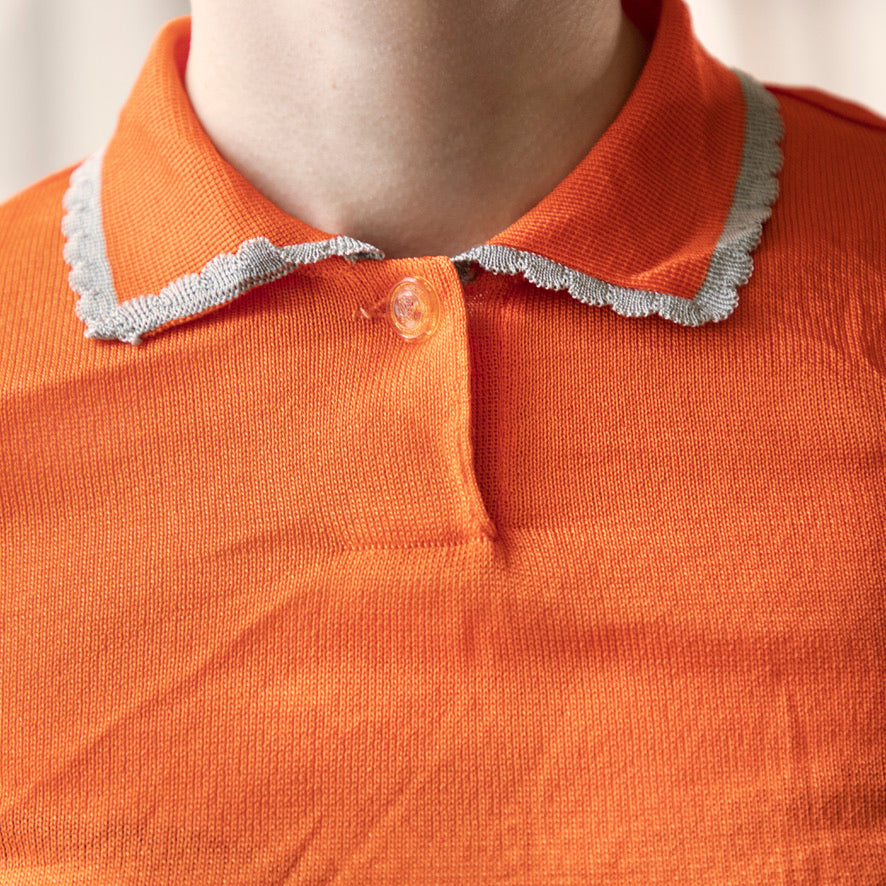 Versace SS 1997 Orange Semi-sheer Knit Top 200.00 Icarus Vintage