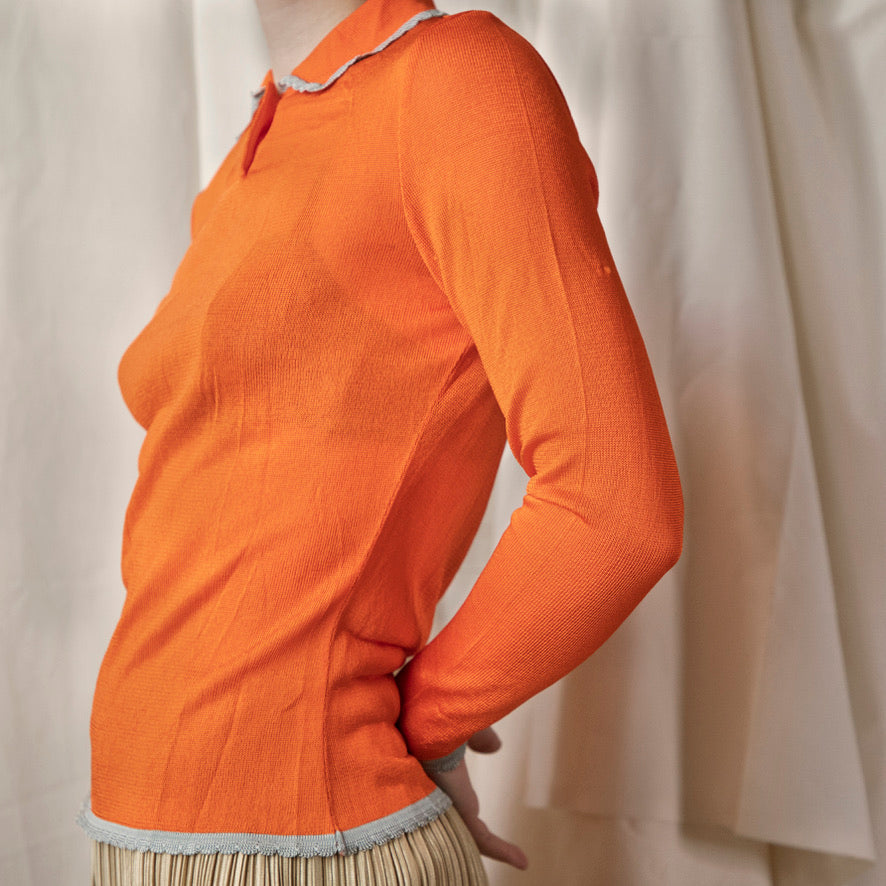 Versace SS 1997 Orange Semi-sheer Knit Top 200.00 Icarus Vintage