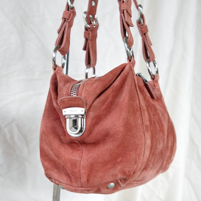 Prada Suede Peach Shoulder Bag  Icarus Vintage