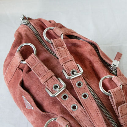 Prada Suede Peach Shoulder Bag  Icarus Vintage